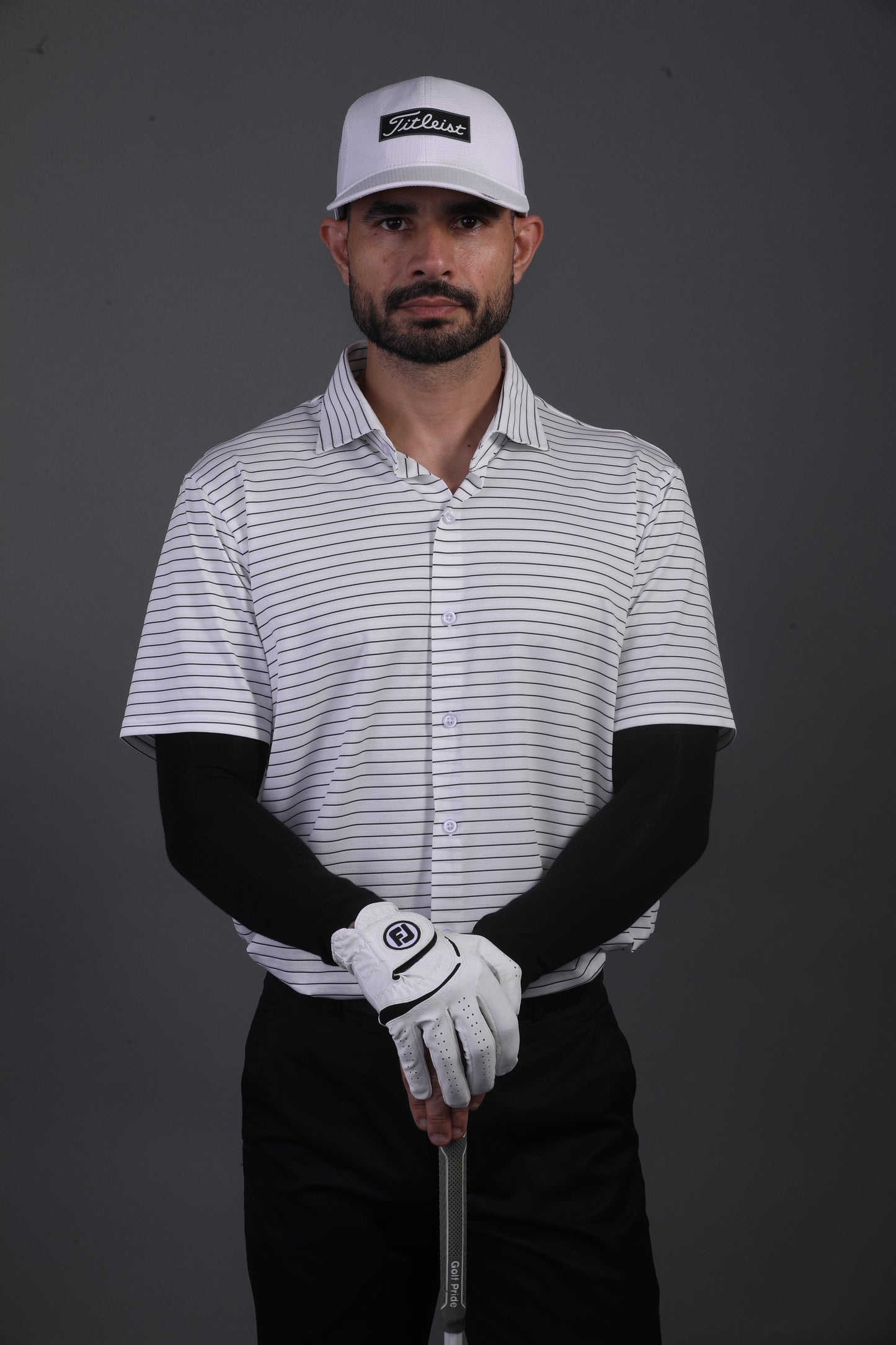 Regal White Black Stripe Open Shirt Polo