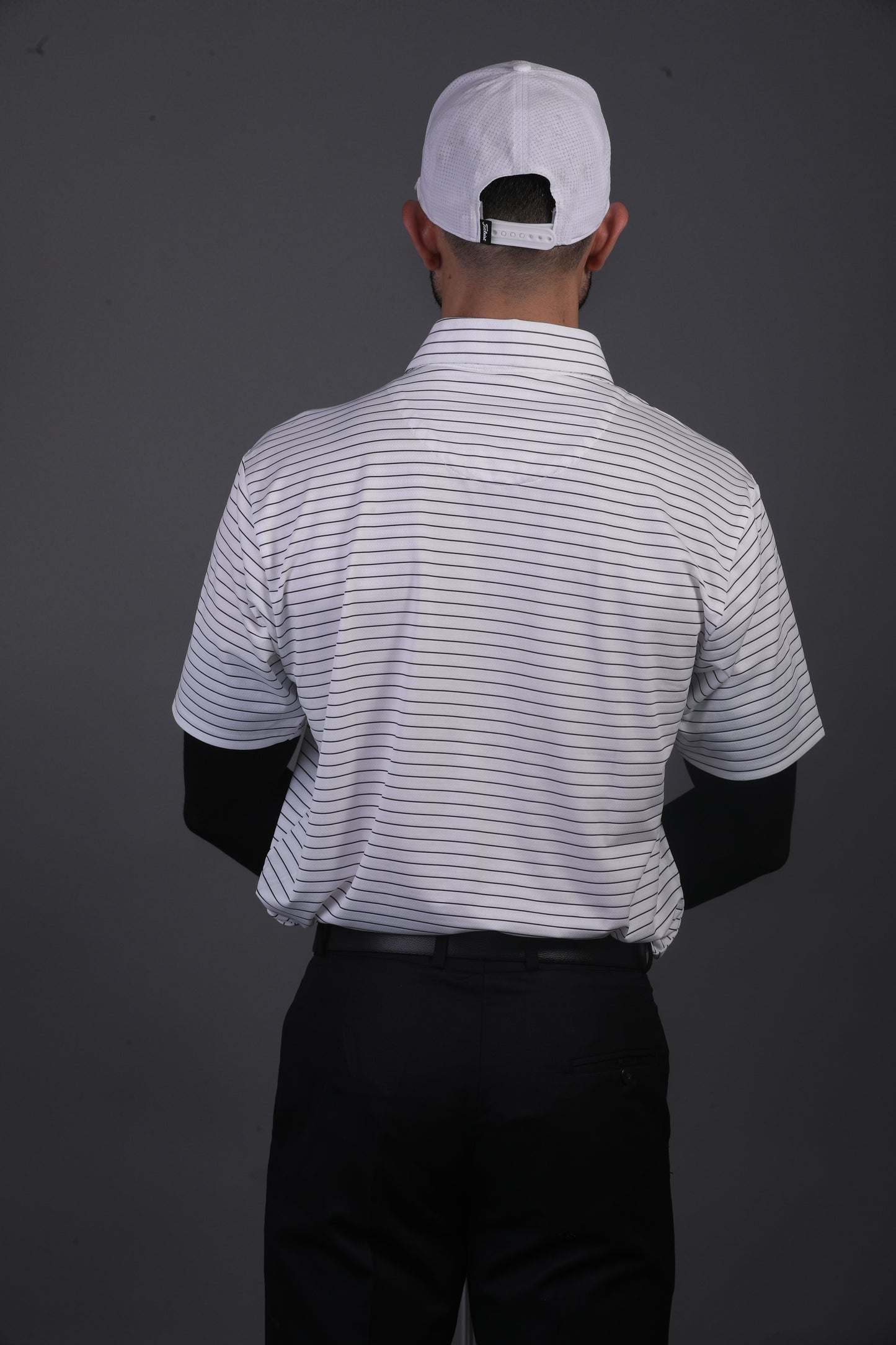Regal White Black Stripe Open Shirt Polo