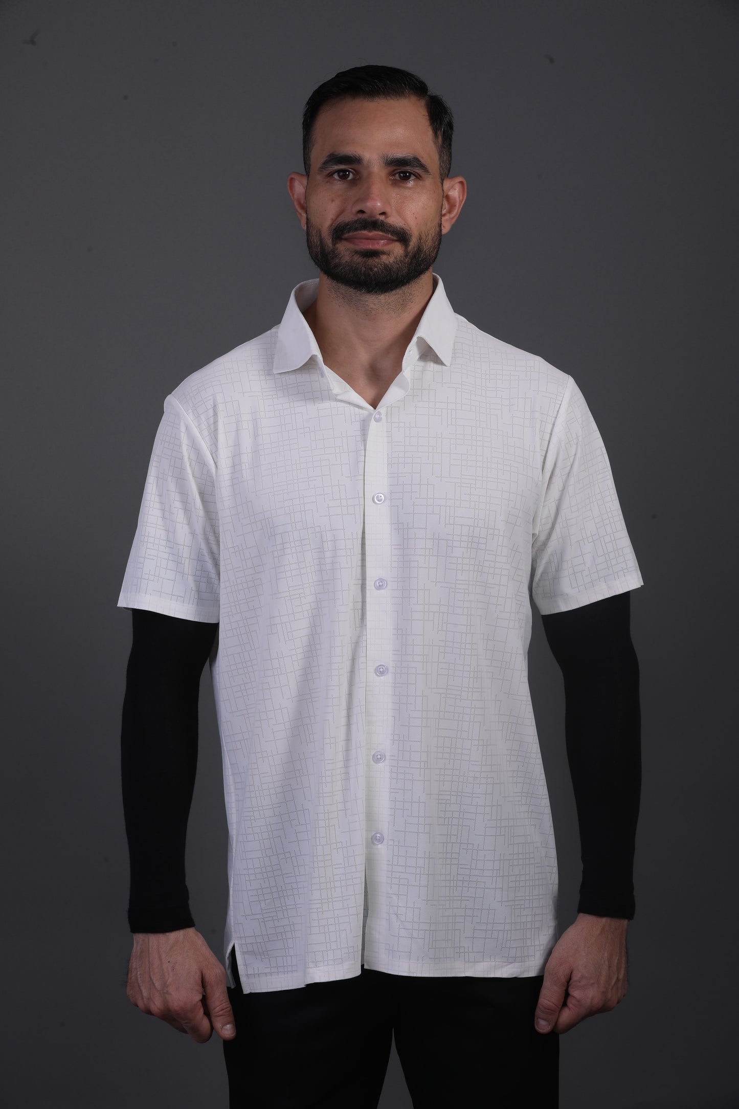 Regal Basic Jaquard Design White Open Shirt Polo