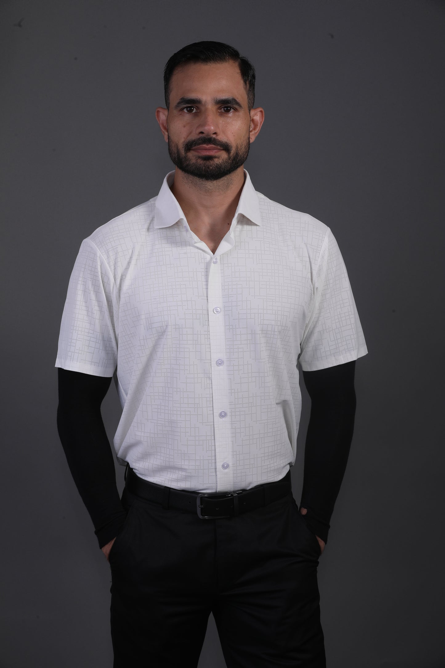 Regal Basic Jaquard Design White Open Shirt Polo