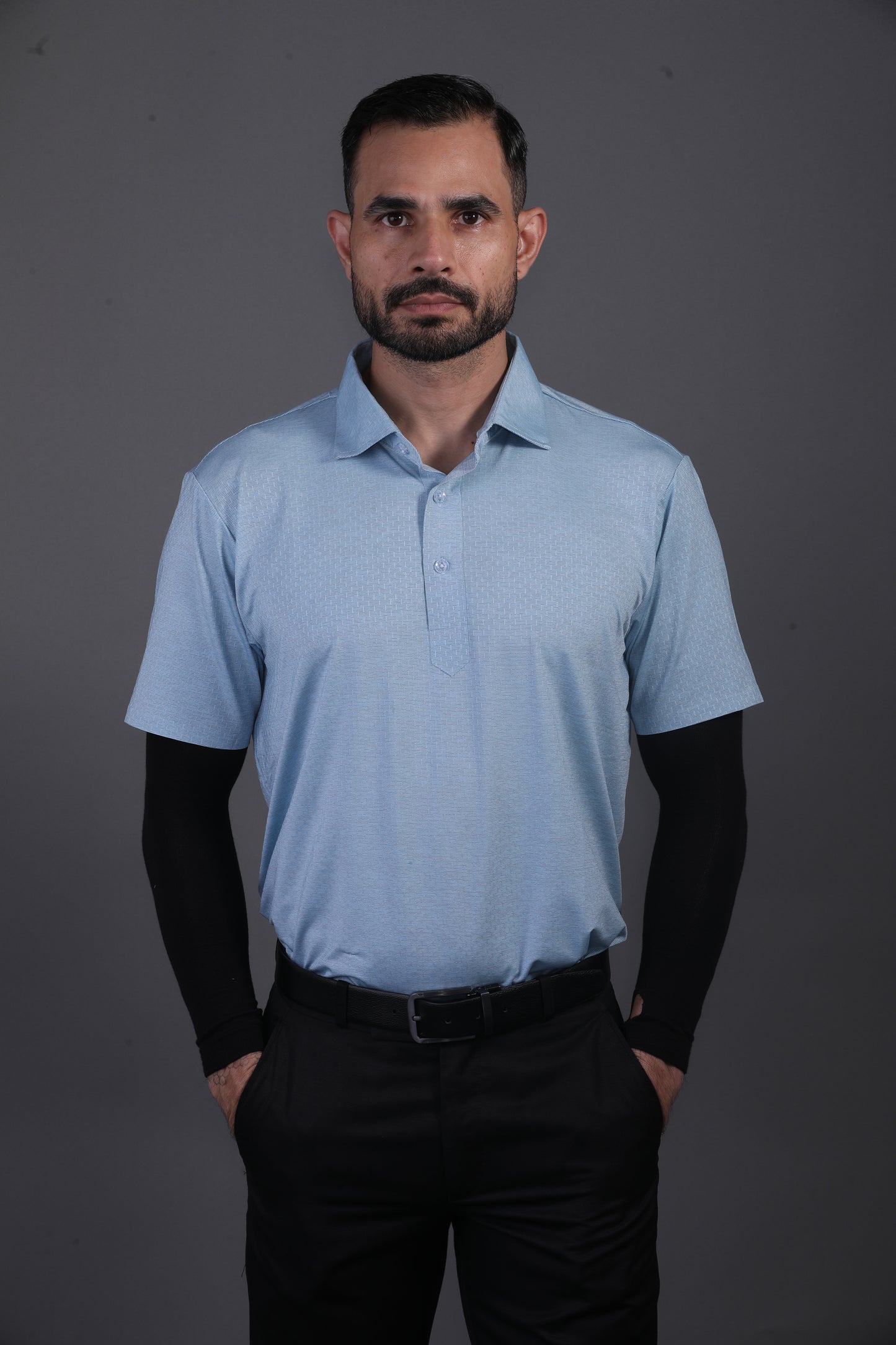 Prestige Classic Light Blue Jaquard Knit Polo