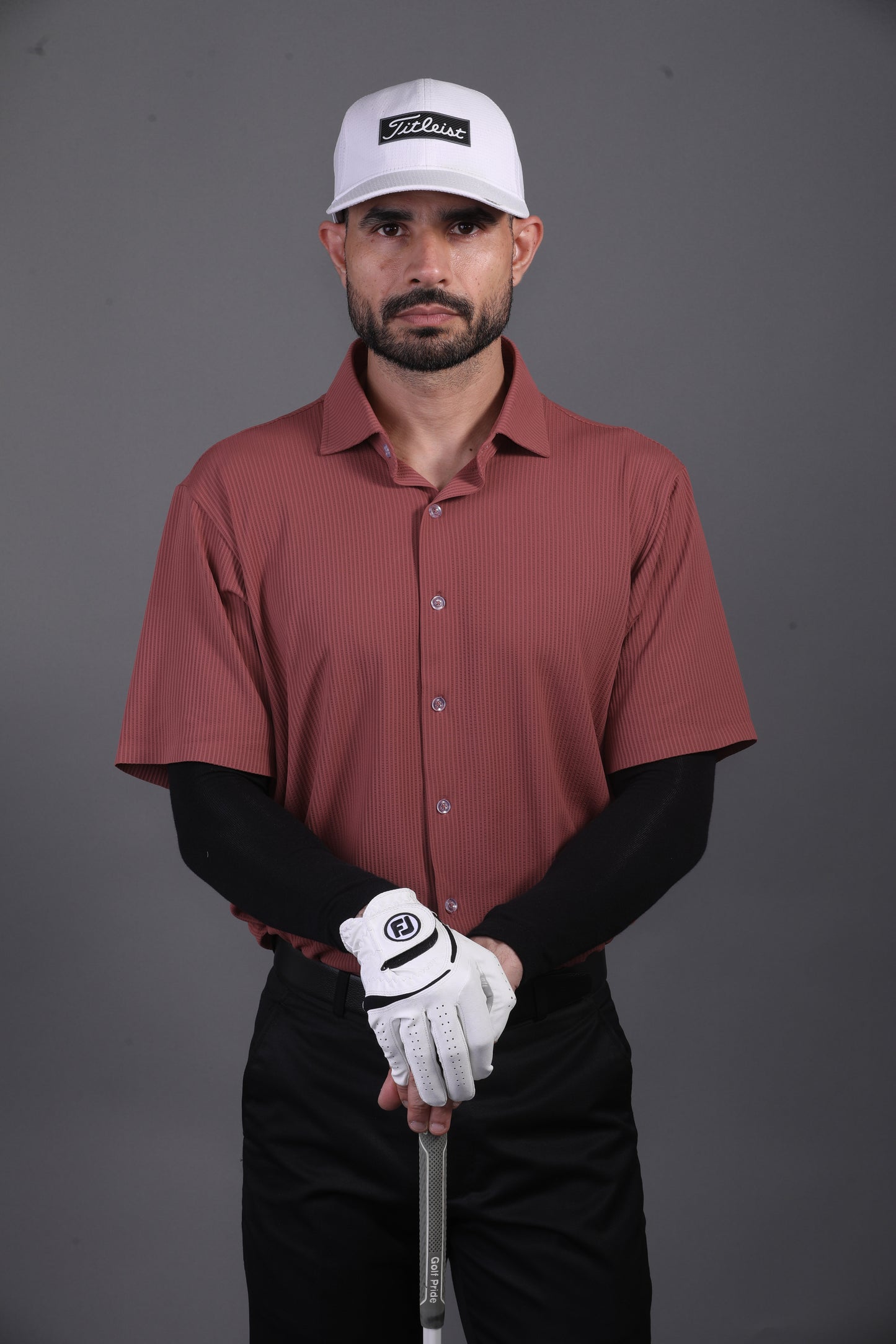 Premium Structured Knit Brown Open Polo Shirt