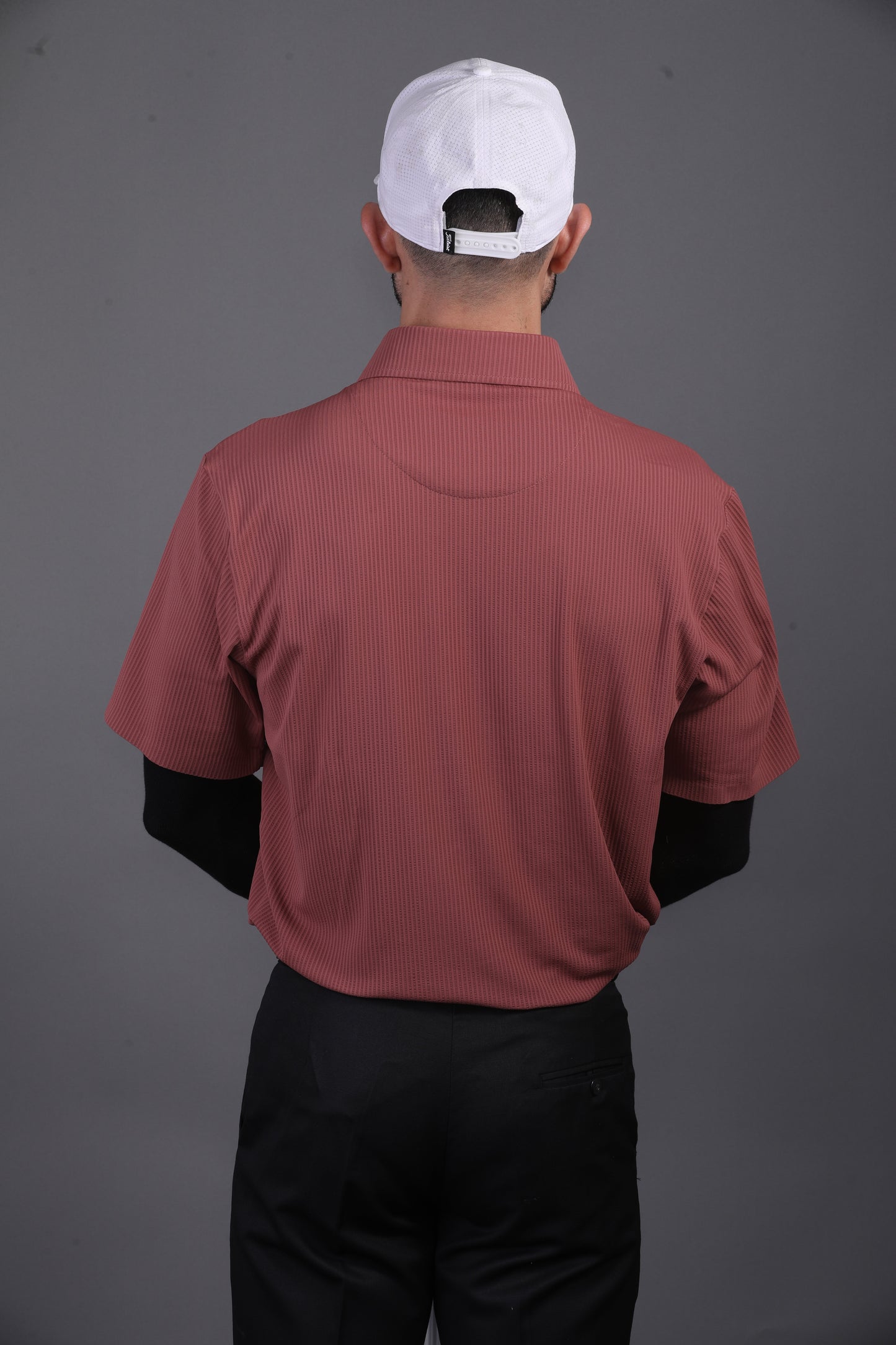 Premium Structured Knit Brown Open Polo Shirt