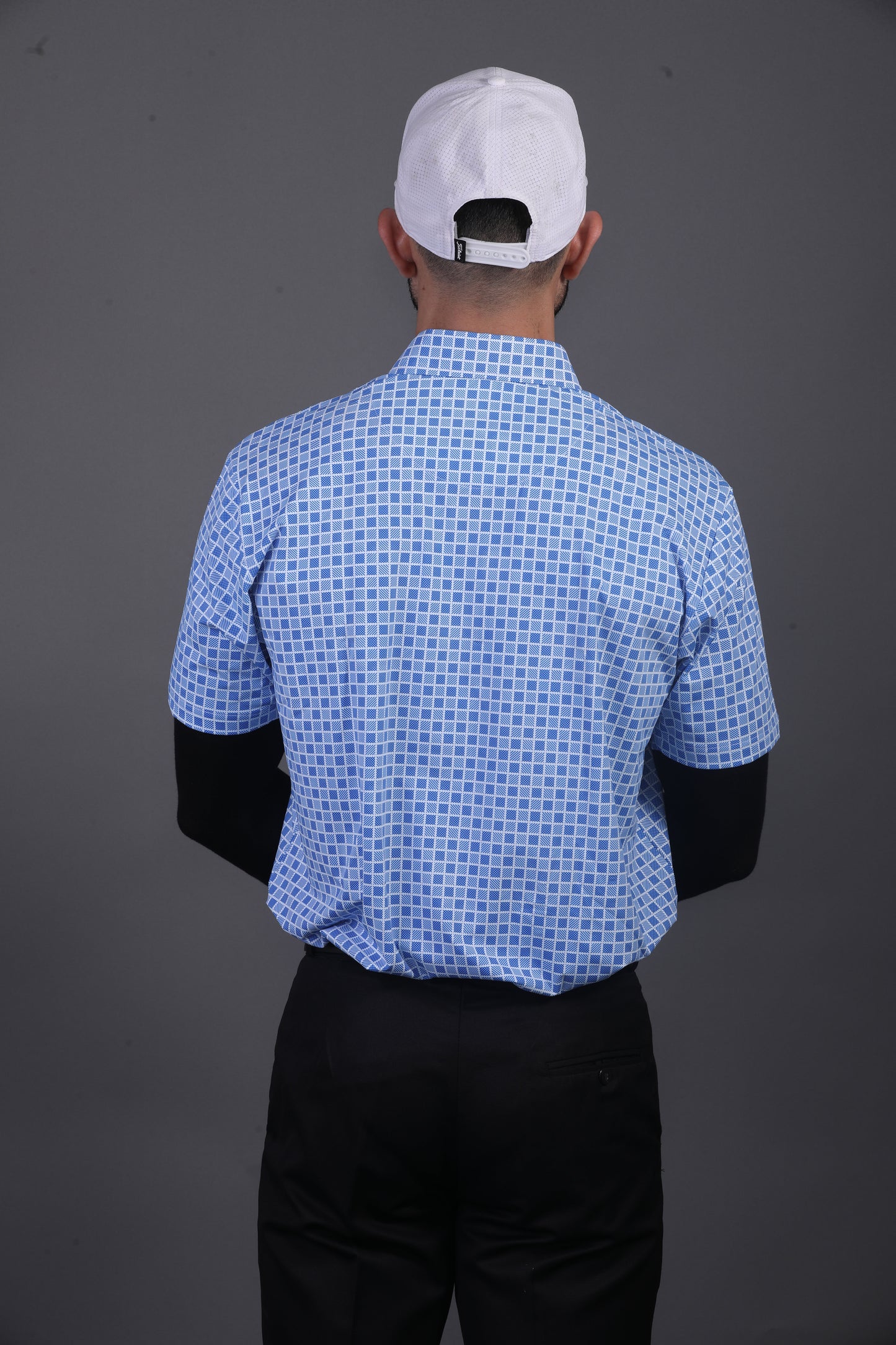 Regal Light Blue Square Jaquard Print Polo