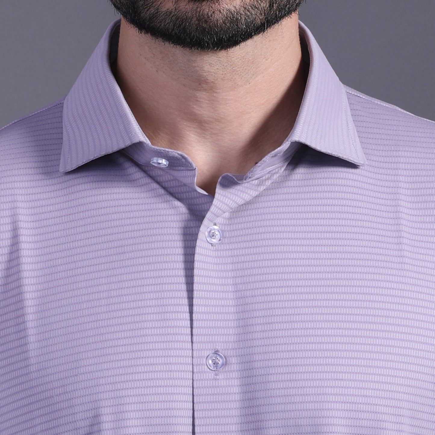 Premium Stripe Jaquard Lavender DapperTee Open Shirt Polo For Office