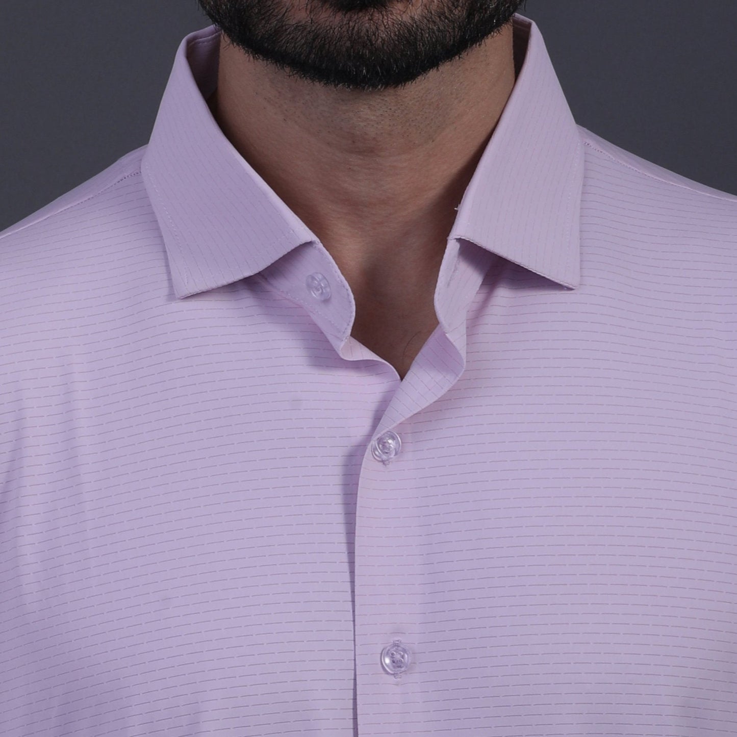 Premium Stripe Jaquard Light Pink DapperTee Open Shirt Polo For Office