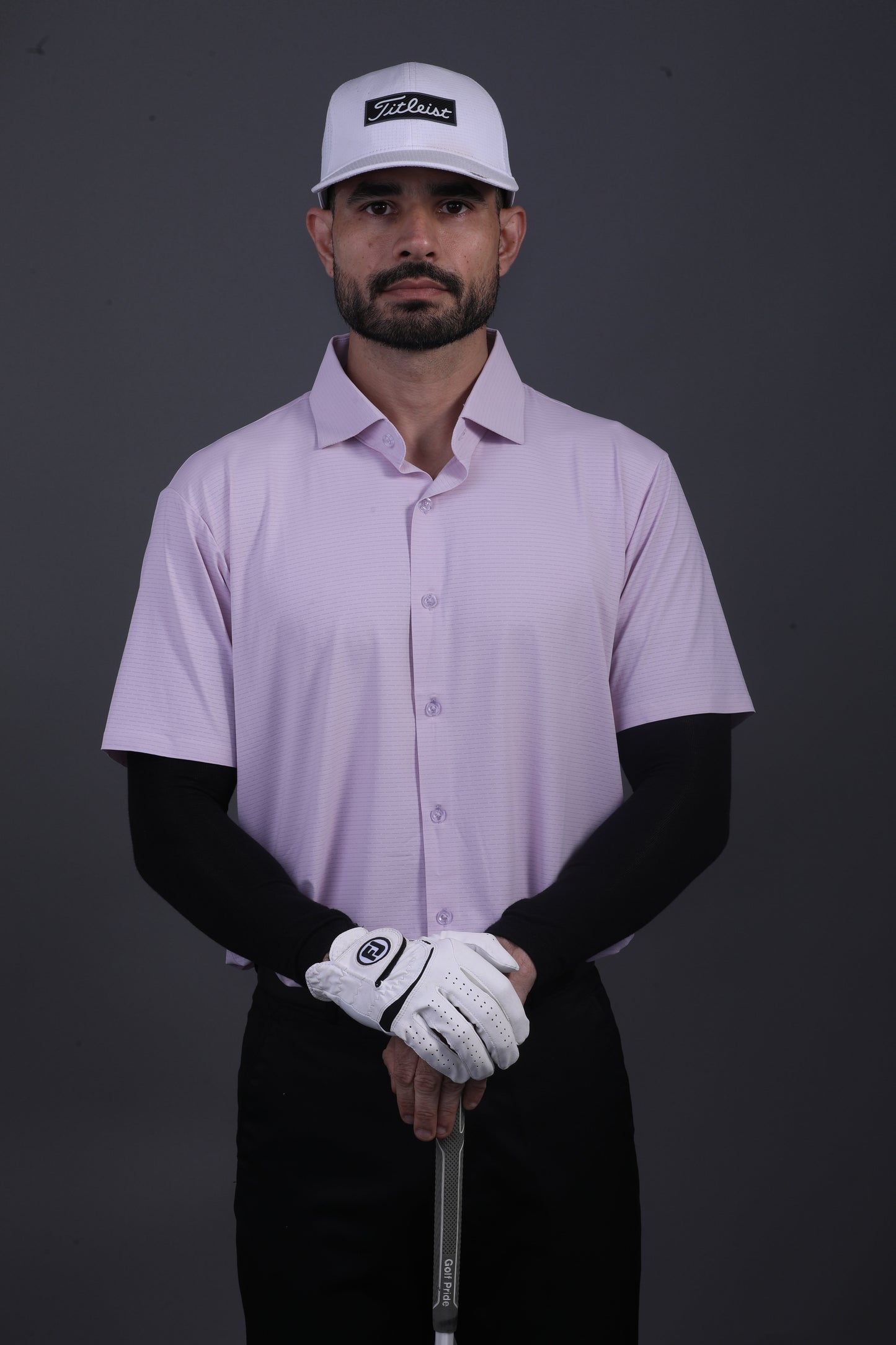 Premium Stripe Jaquard Light Pink DapperTee Open Shirt Polo For Office