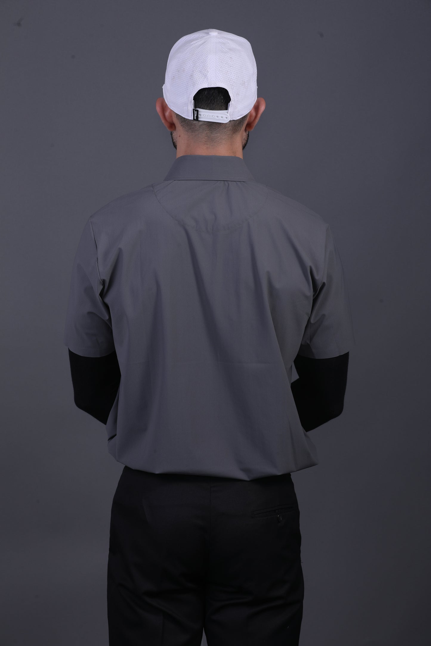 Premium Stripe Jaquard Charcoal DapperTee Polo For Office