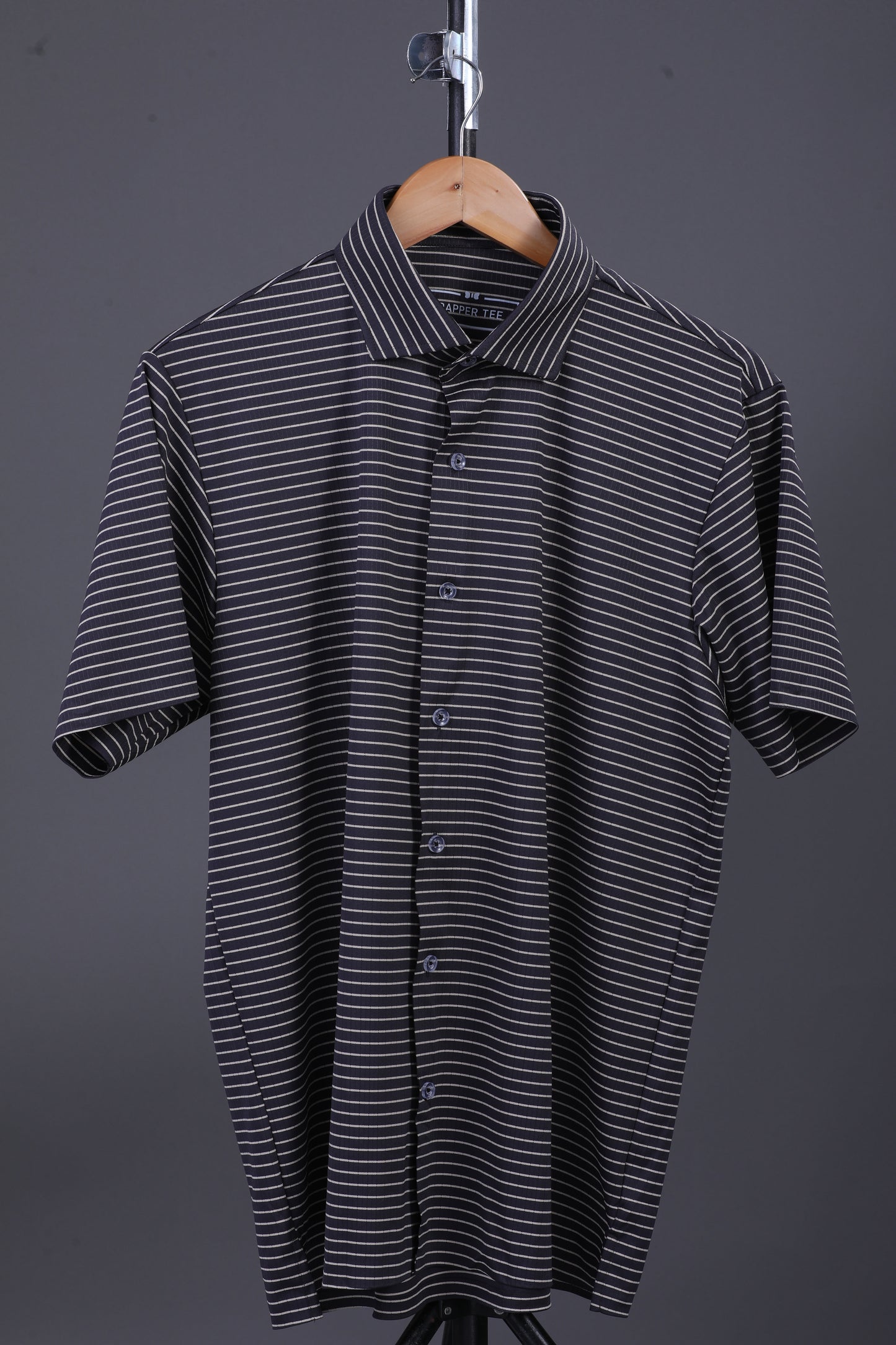 Regal Stunning Black Stripe Open Shirt Polo
