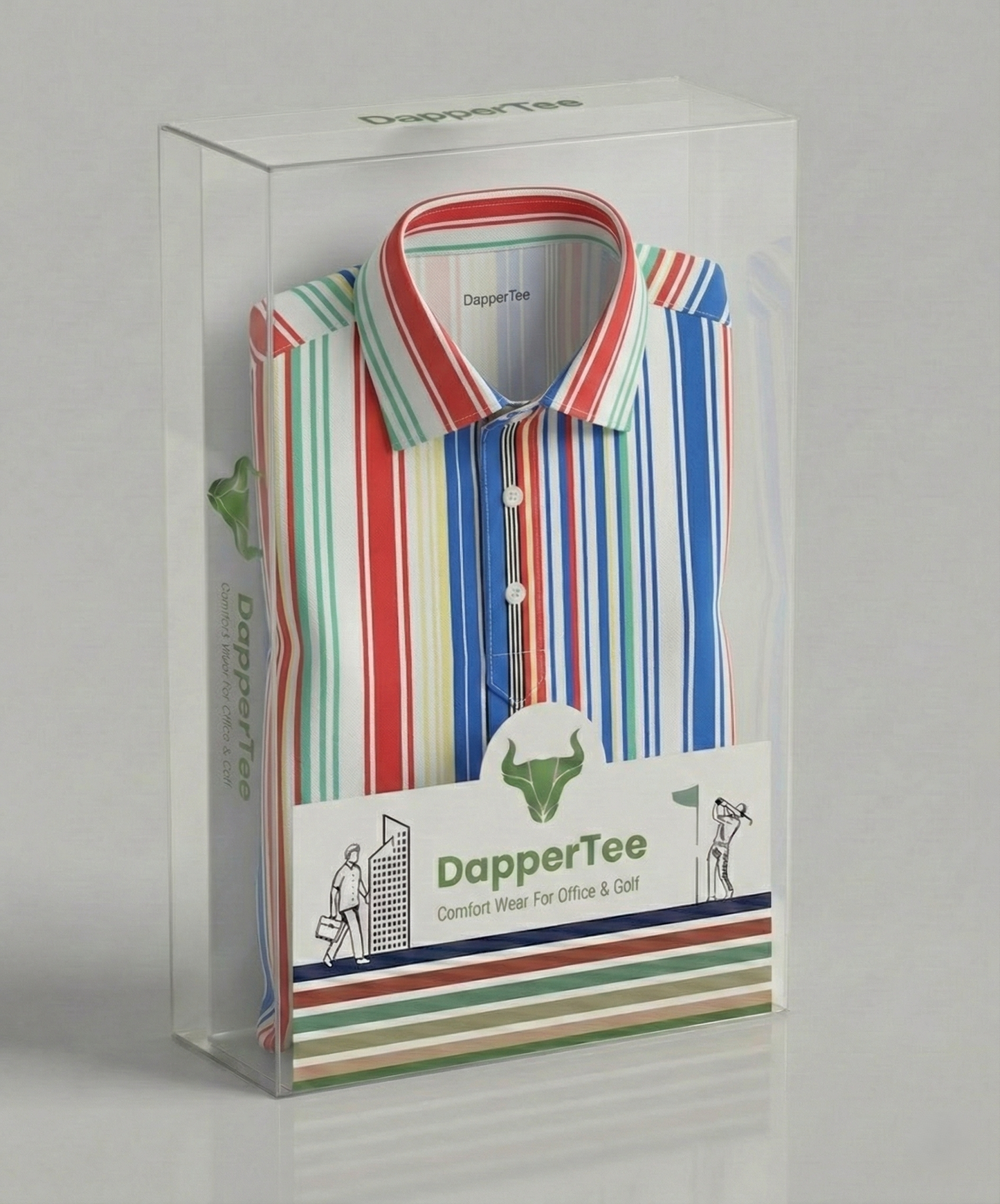 DapperTee premium golf polo luxury packaging for high end professional athletic gifting.