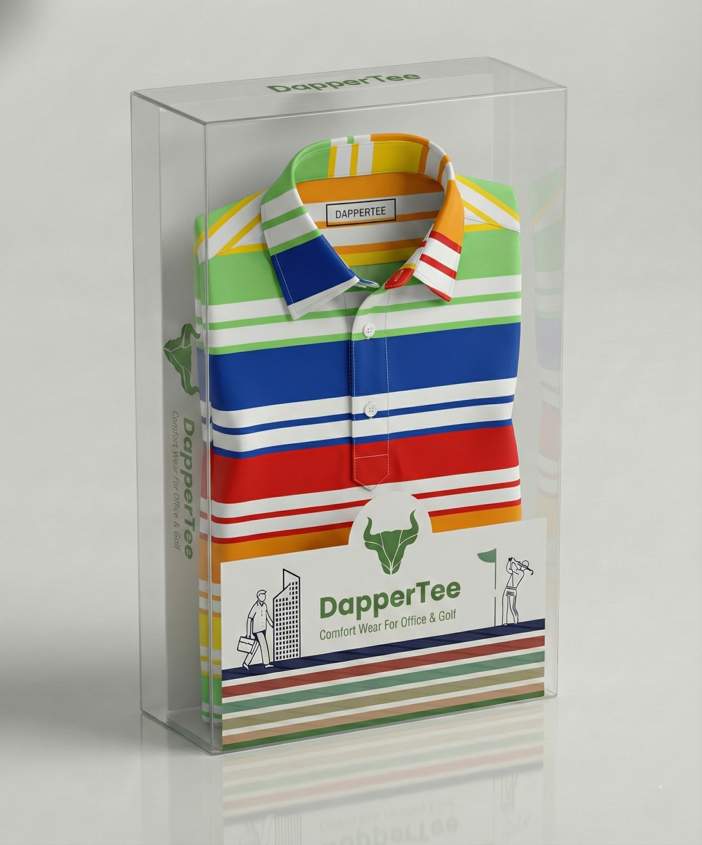 DapperTee premium golf polo luxury packaging for high end professional athletic gifting.