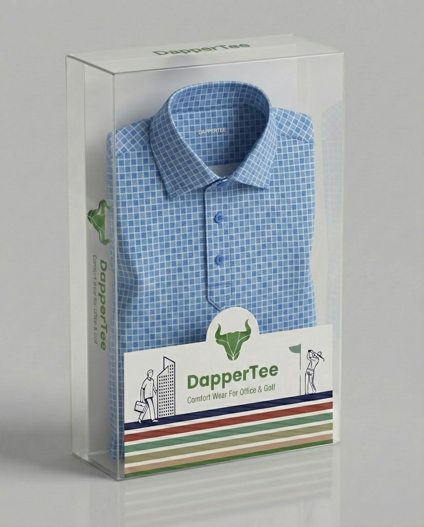 Regal Light Blue Square Jaquard Print Polo