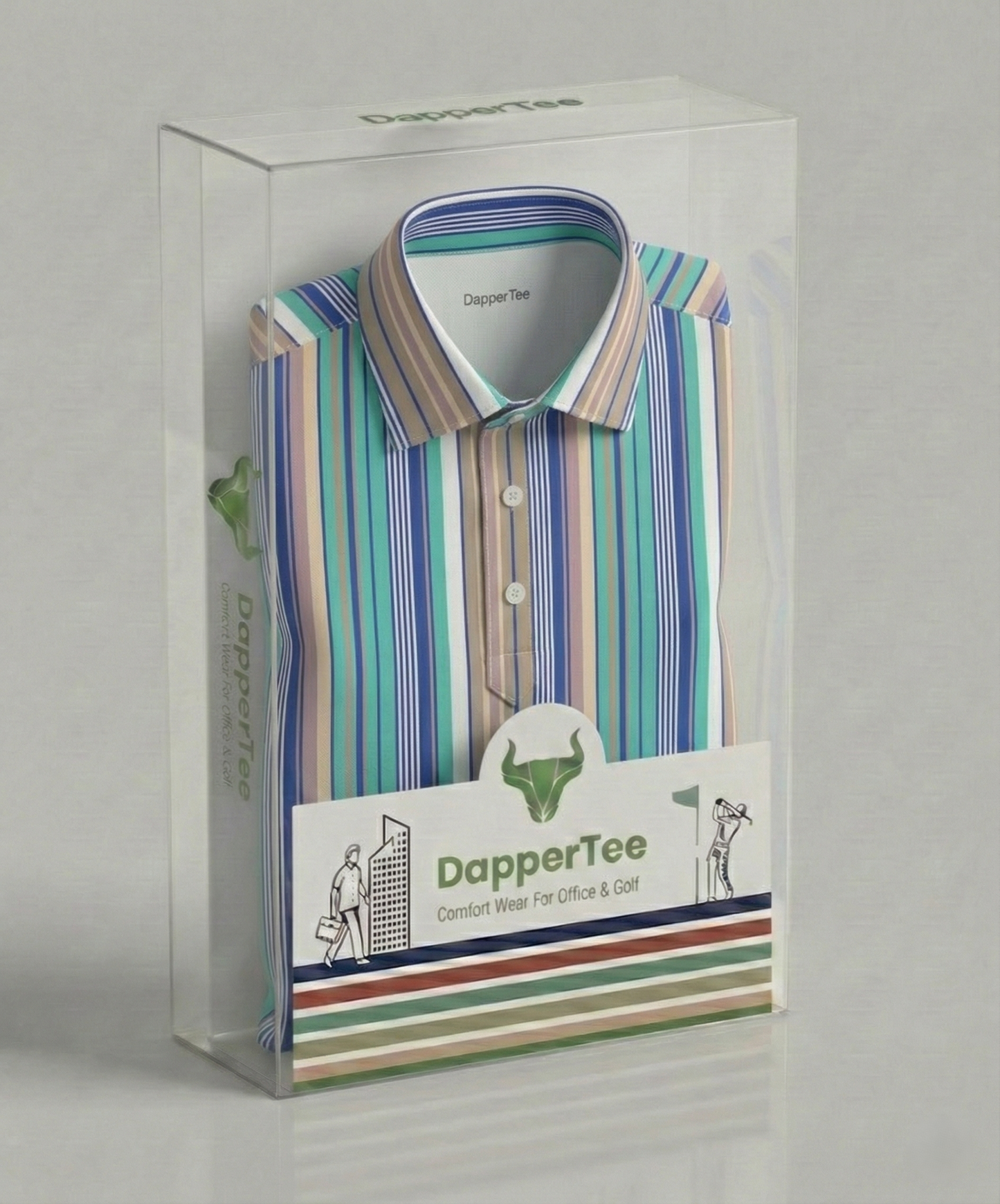 DapperTee premium golf polo luxury packaging for high end professional athletic gifting.