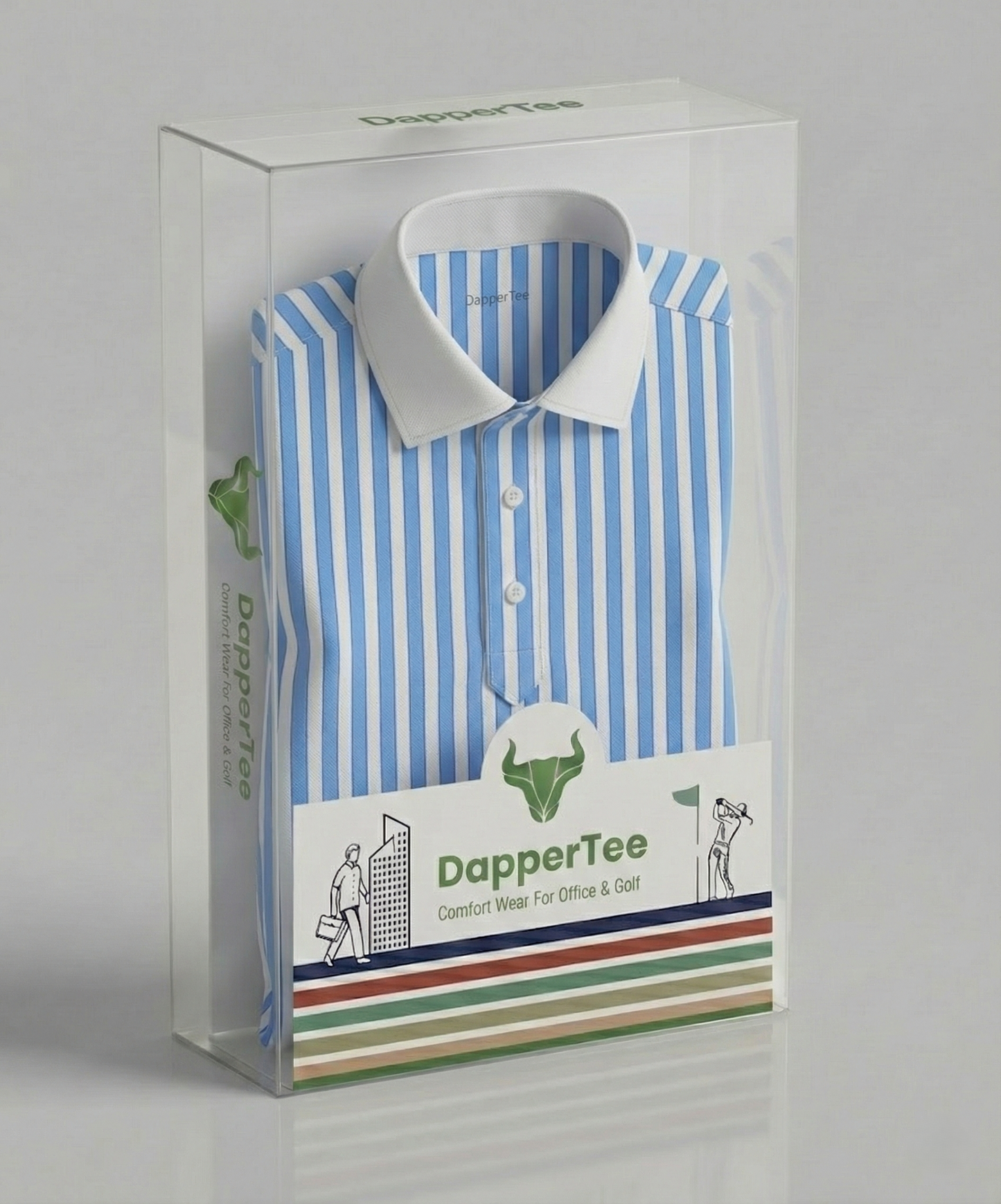 DapperTee premium golf polo luxury packaging for high end professional athletic gifting.
