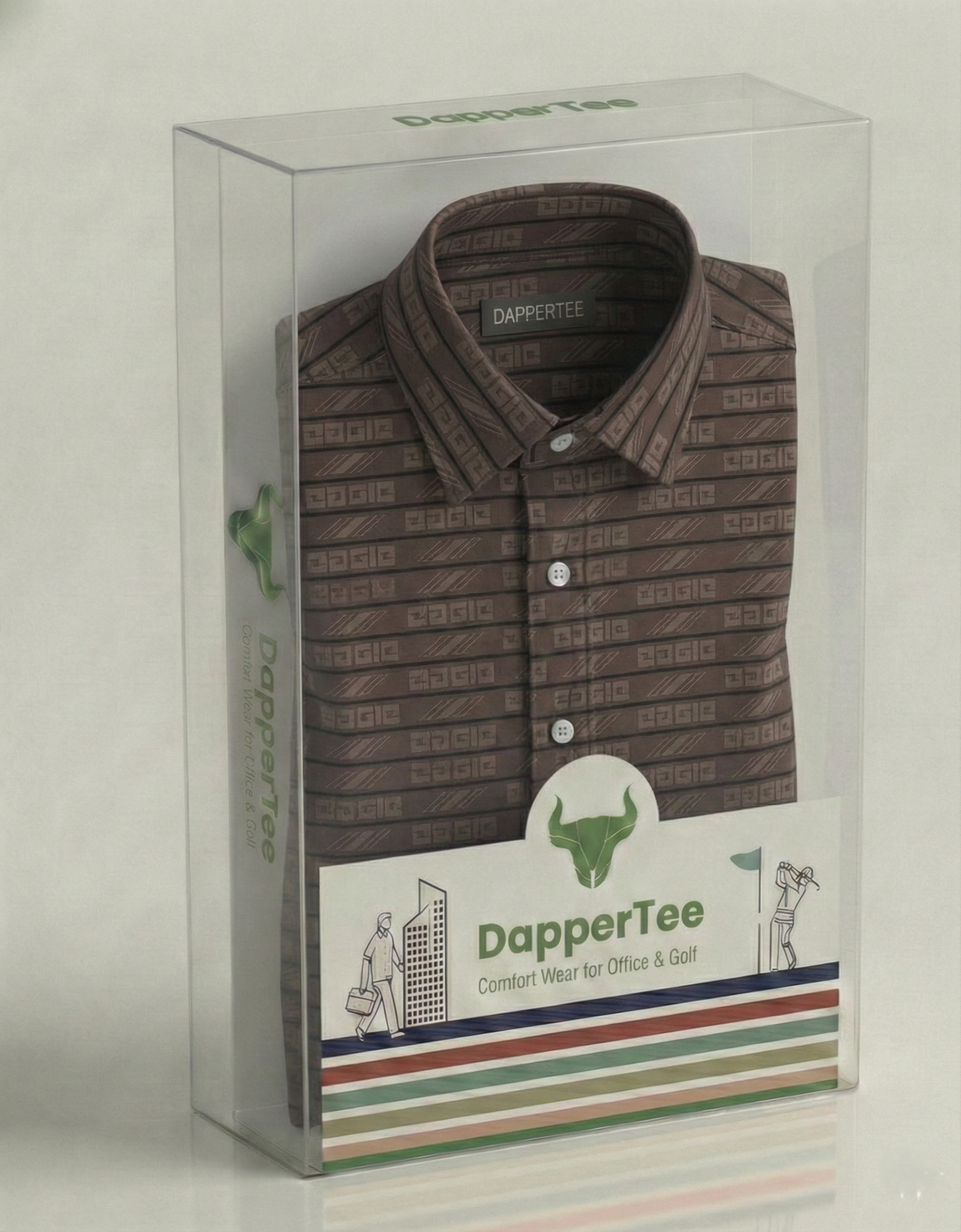 Pure Essential Flex Brown Jaquard Polo Shirt