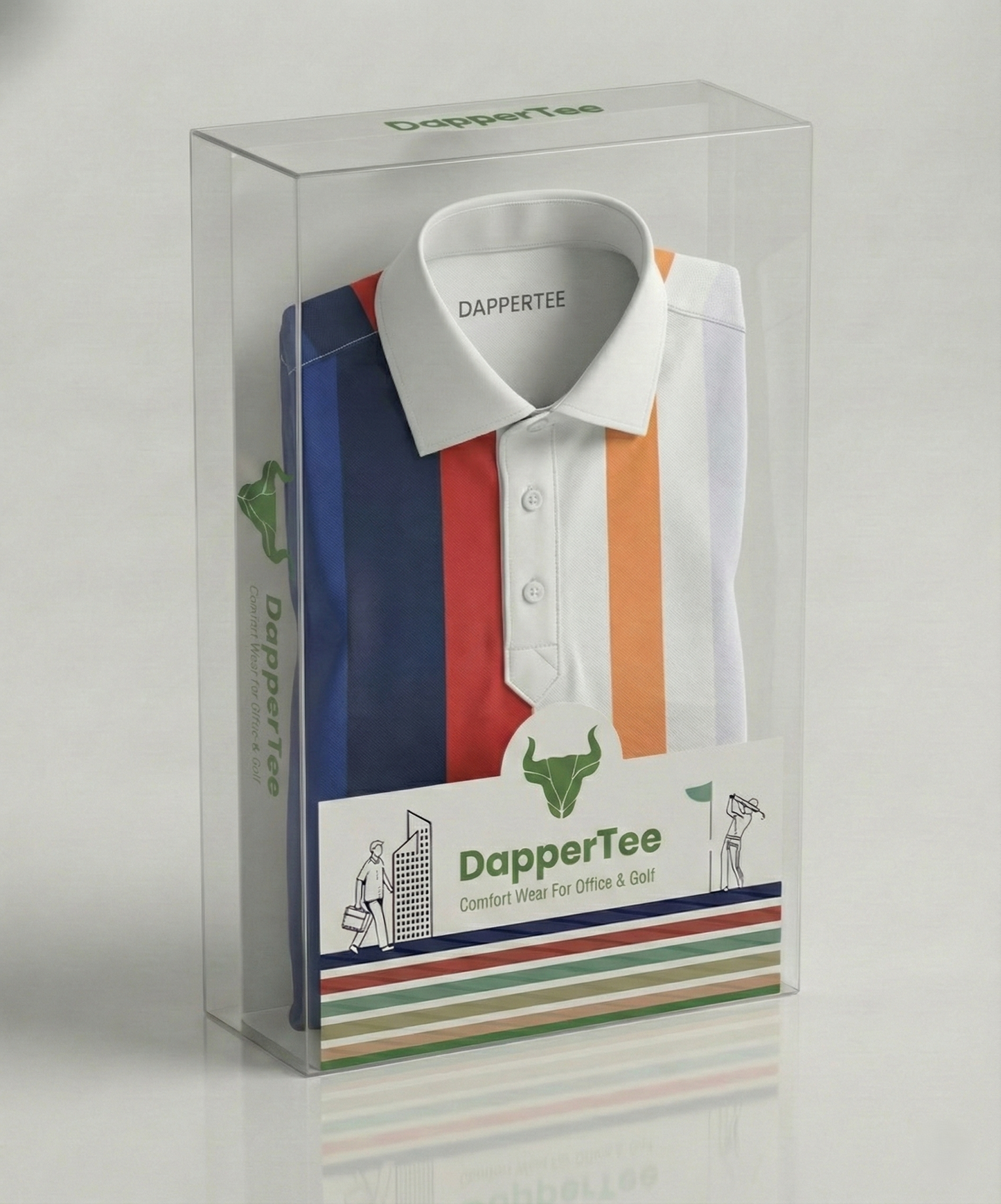 Vertical Blue Black Red Yellow Stripe Print Polo