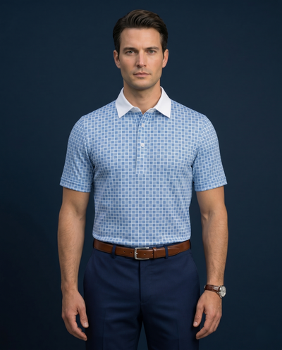 British Checks With White Collar Office Polo