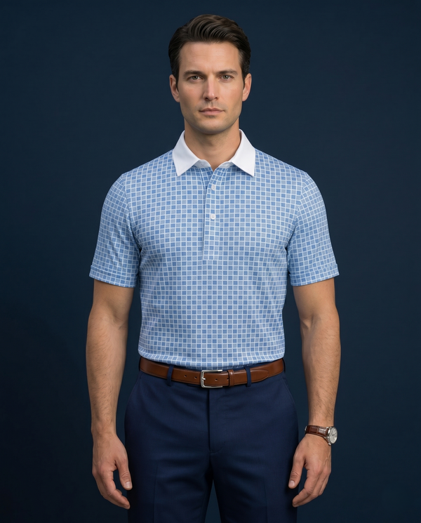 British Checks With White Collar Office Polo