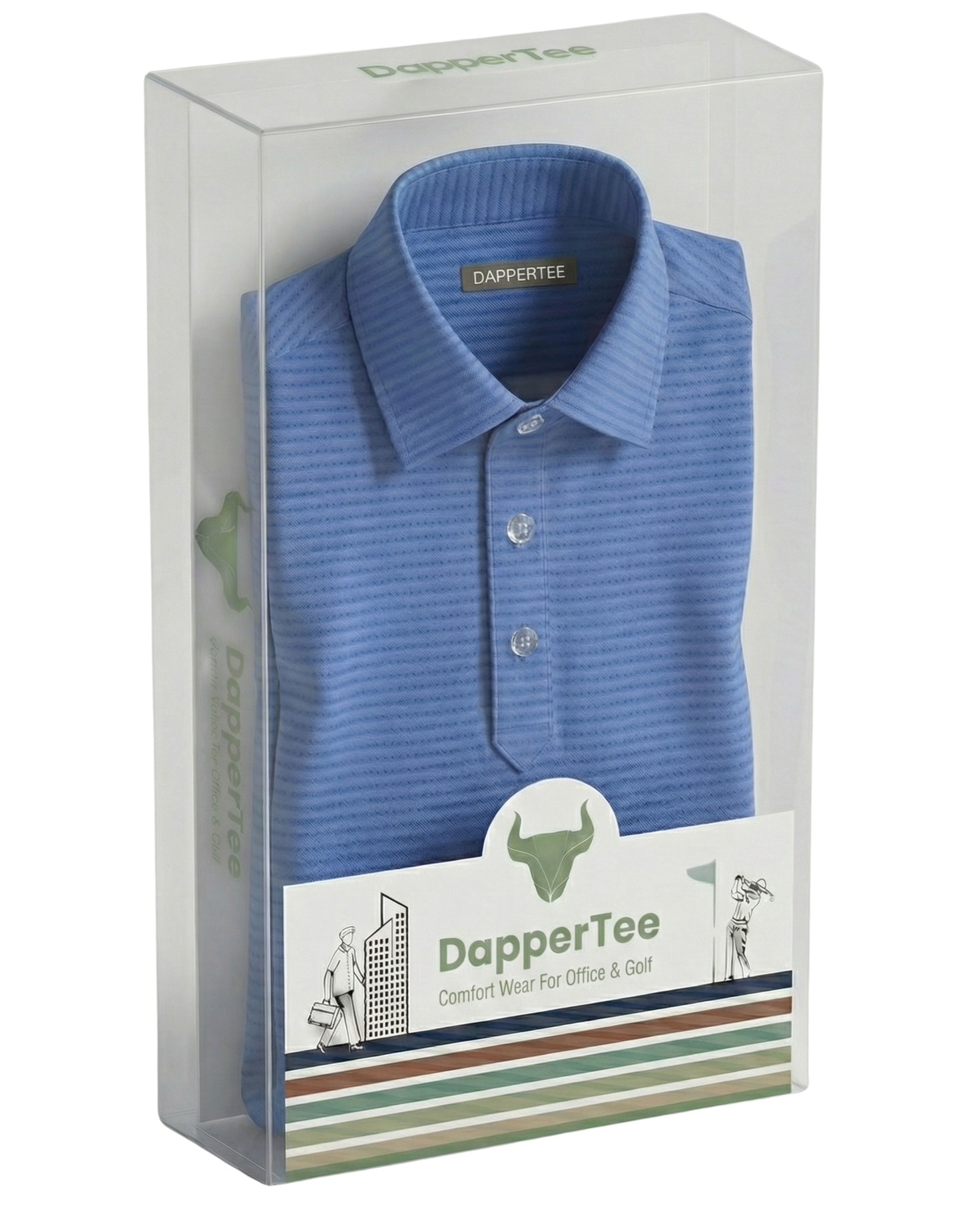 Super Jaquard Double Structure Blue DapperTee Polo For Office