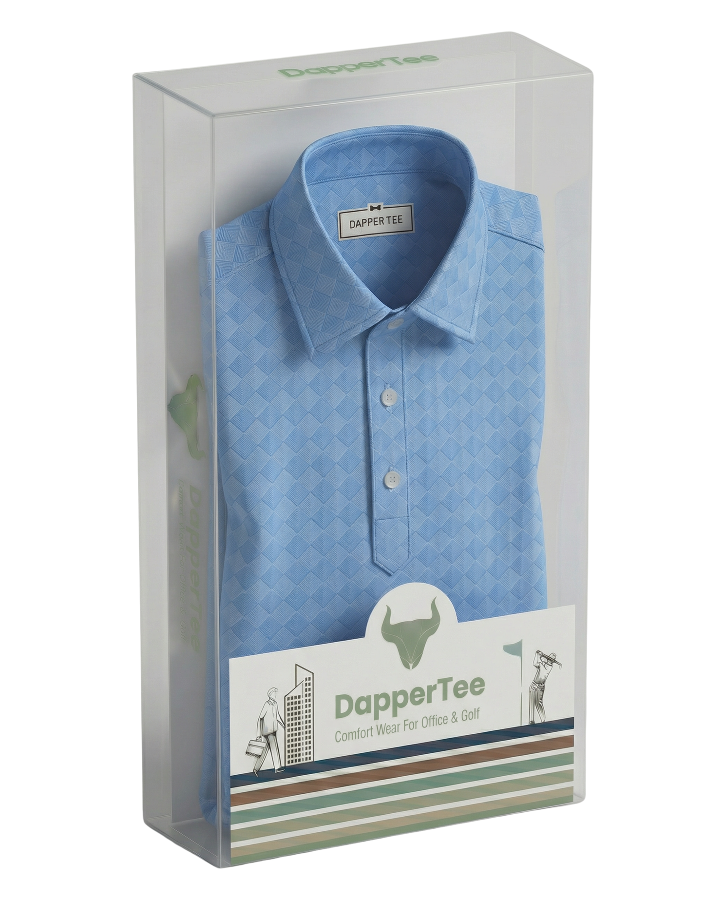 DapperTee premium long sleeve polo luxury packaging for high-end professional corporate gifting.