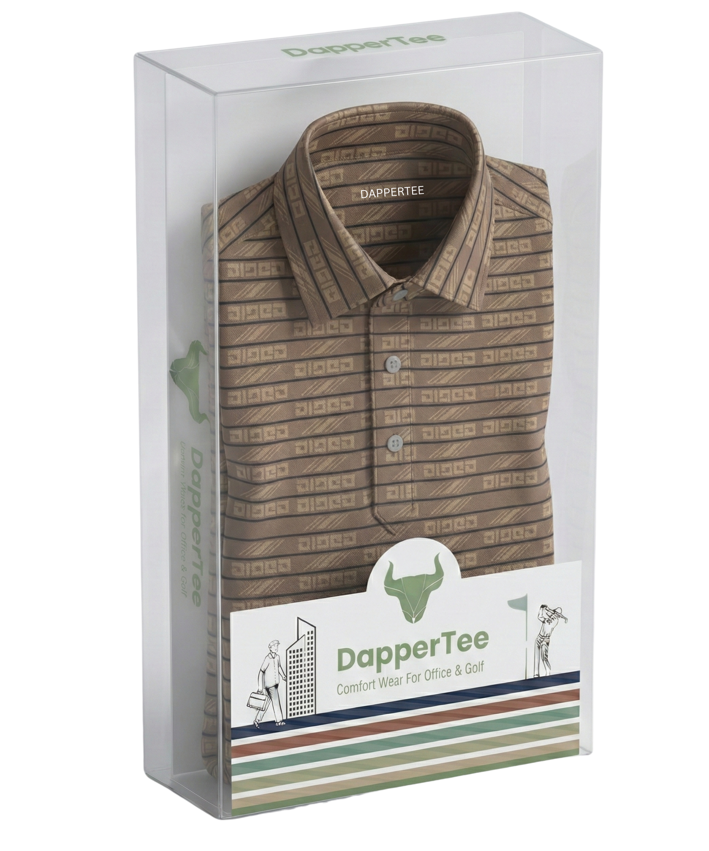 Pure Essential Flex Brown Jaquard Polo for Office