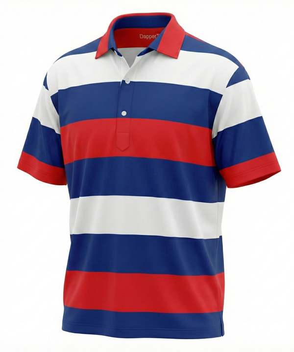 DapperTee American Essential Flex golf polo luxury athletic wear with signature V-placket.