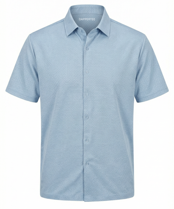 Swede Sea Blue Jaquard Open Shirt