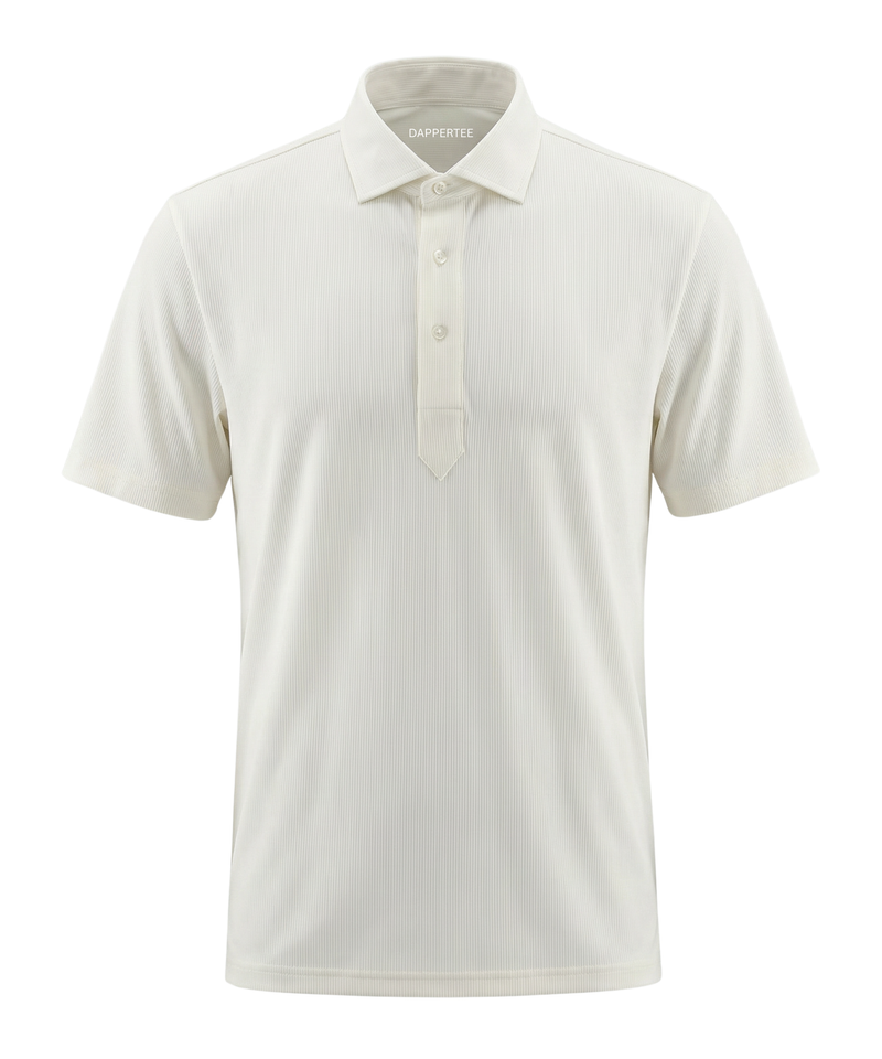 DapperTee Wallstreet bestseller premium white striper polo professional corporate office attire gear.