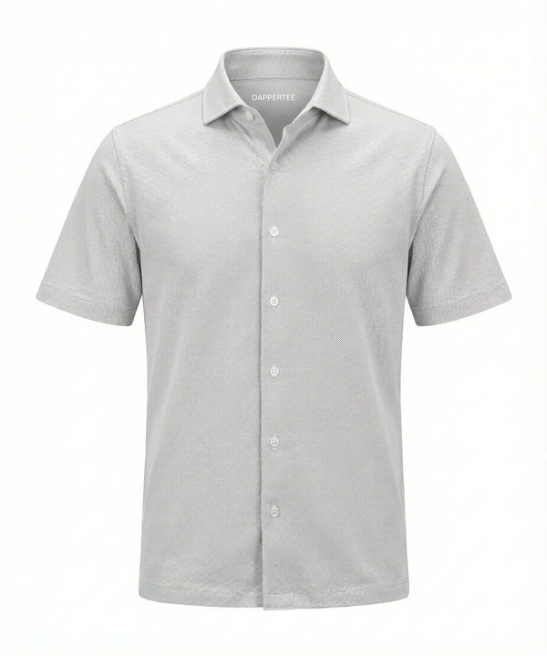 Denmark Steel Grey Pique Open Shirt For Office