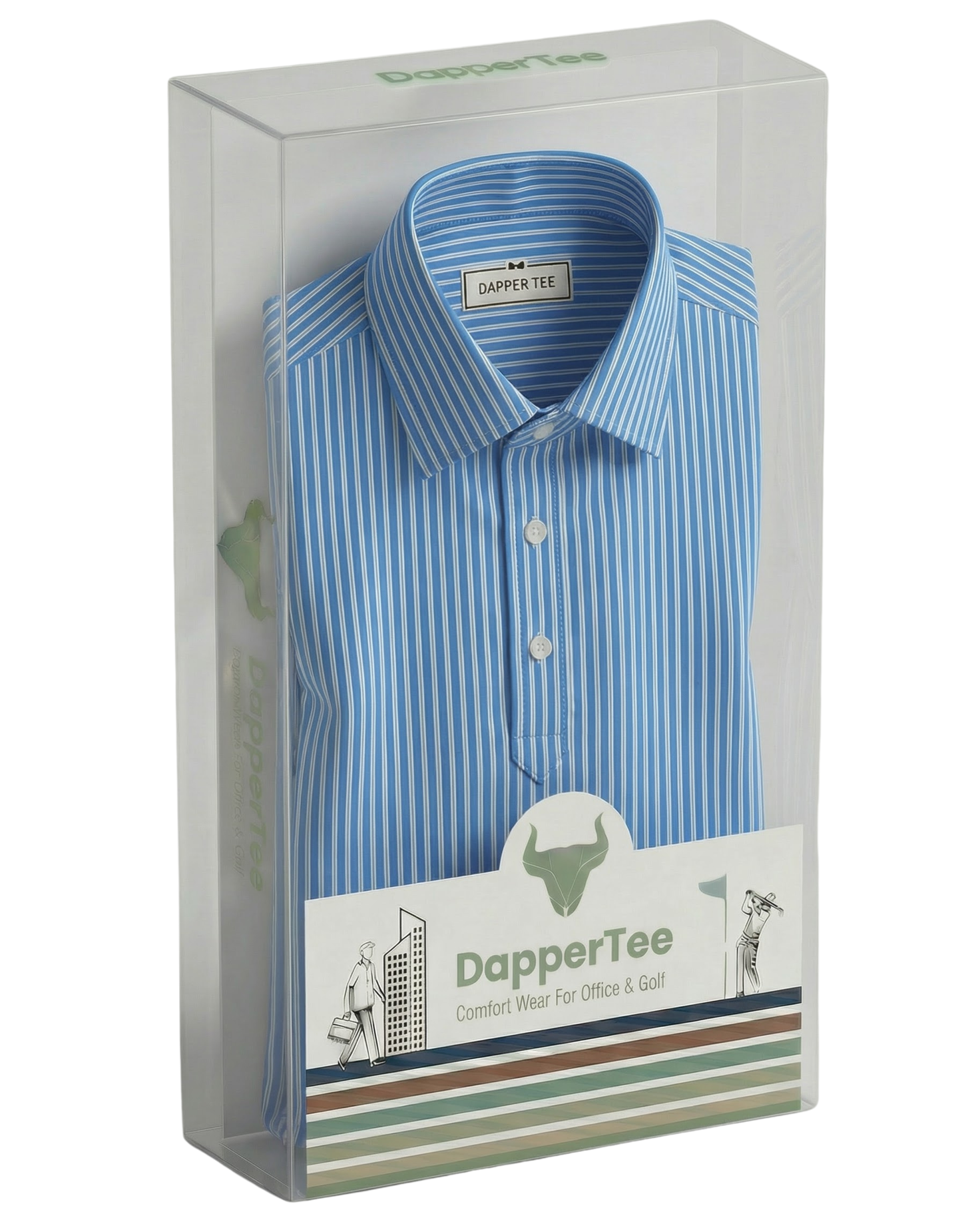 London Blue Pin Stripes Full Sleeve Polo For Office