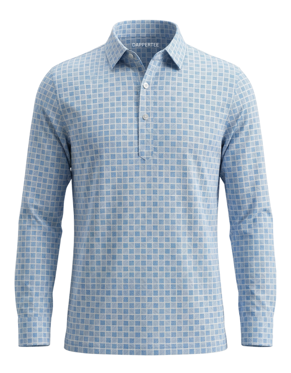 British Checks With White Collar Long Sleeves Office Polo