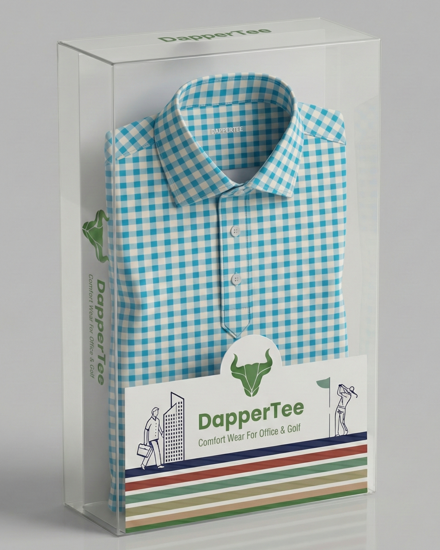 British Oxford Blue & White Checks Office Polo