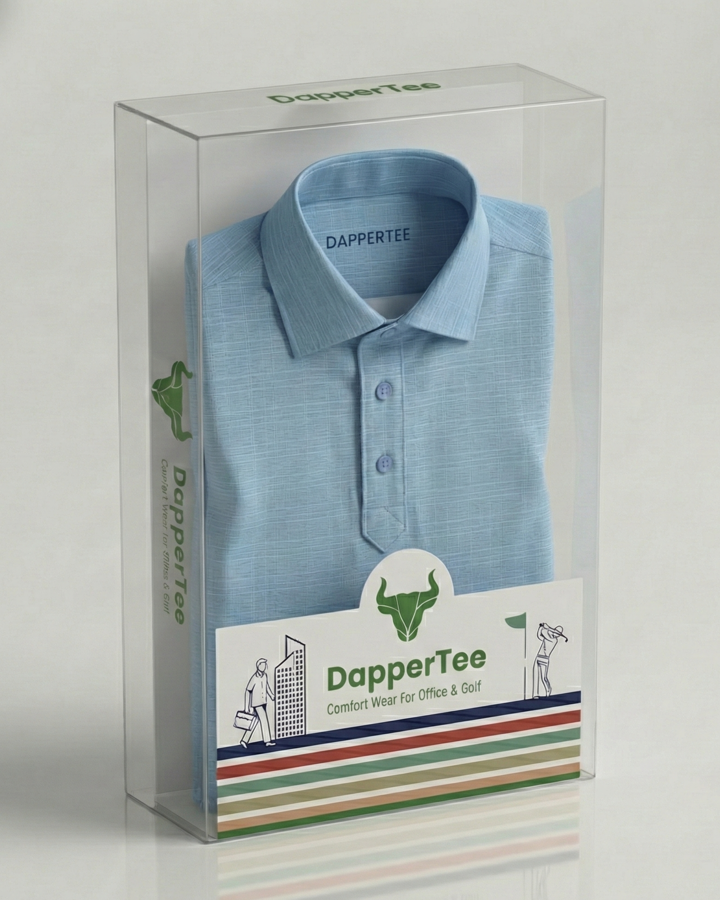 Paris Blue Checks Texture Jaquard Design Polo For Office