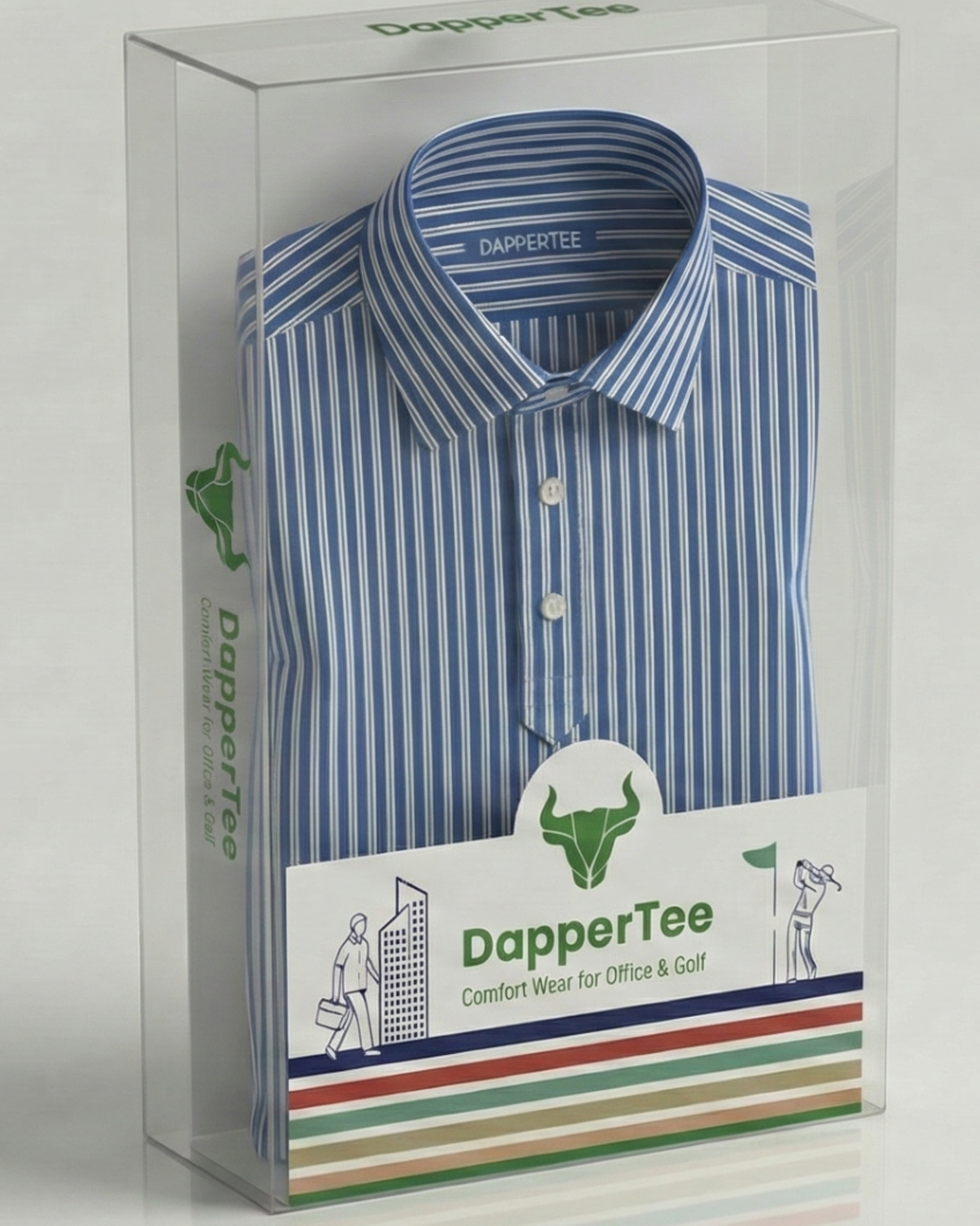 London Blue Pin Stripes Polo For Office