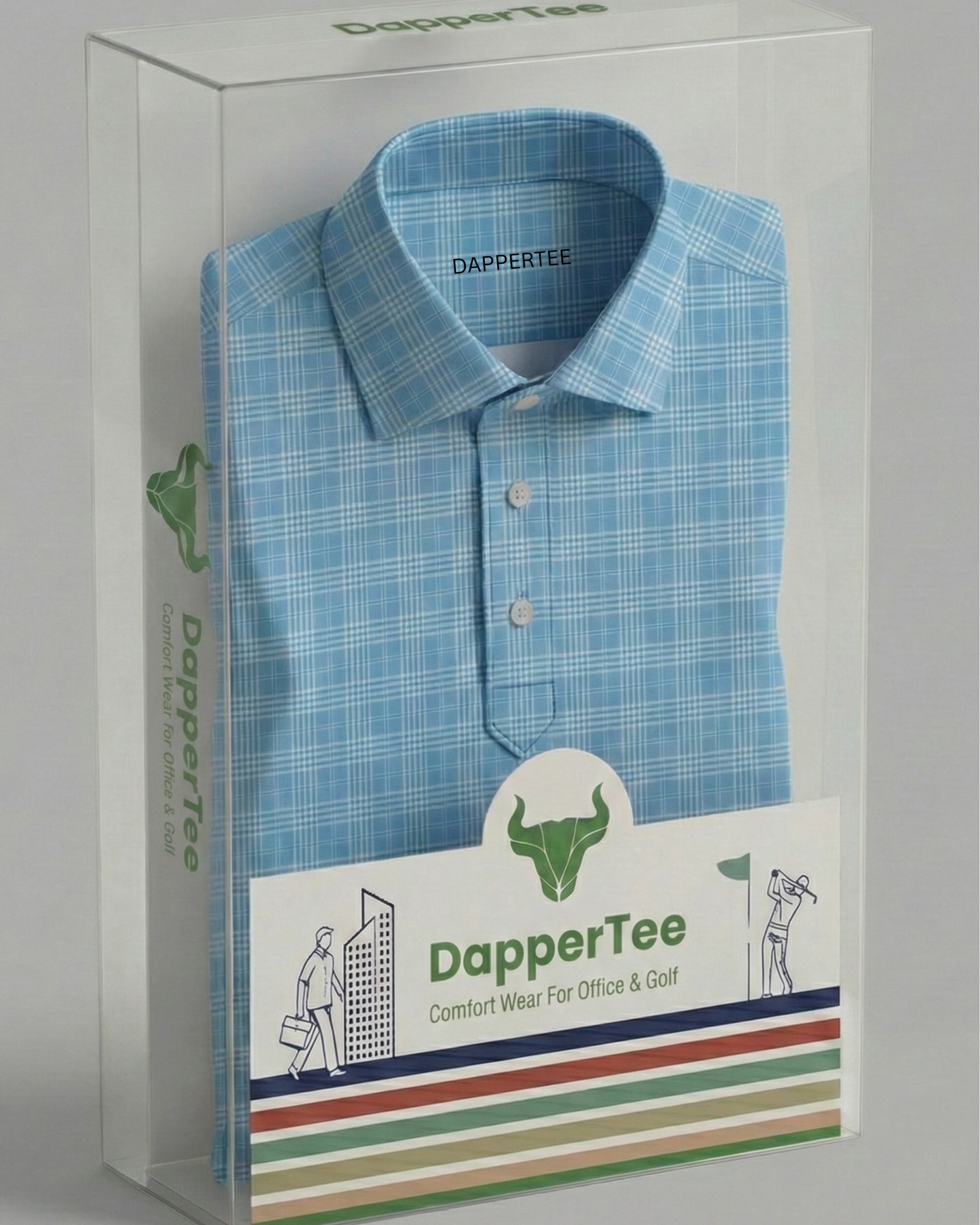DapperTee premium checks polo luxury packaging for high-end professional corporate gifting needs.