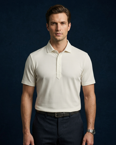 Wallstreet Bestseller Premium White Striper Polo For Office