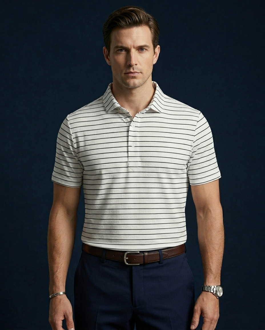 Italian Designer Jaquard Stripe Polo