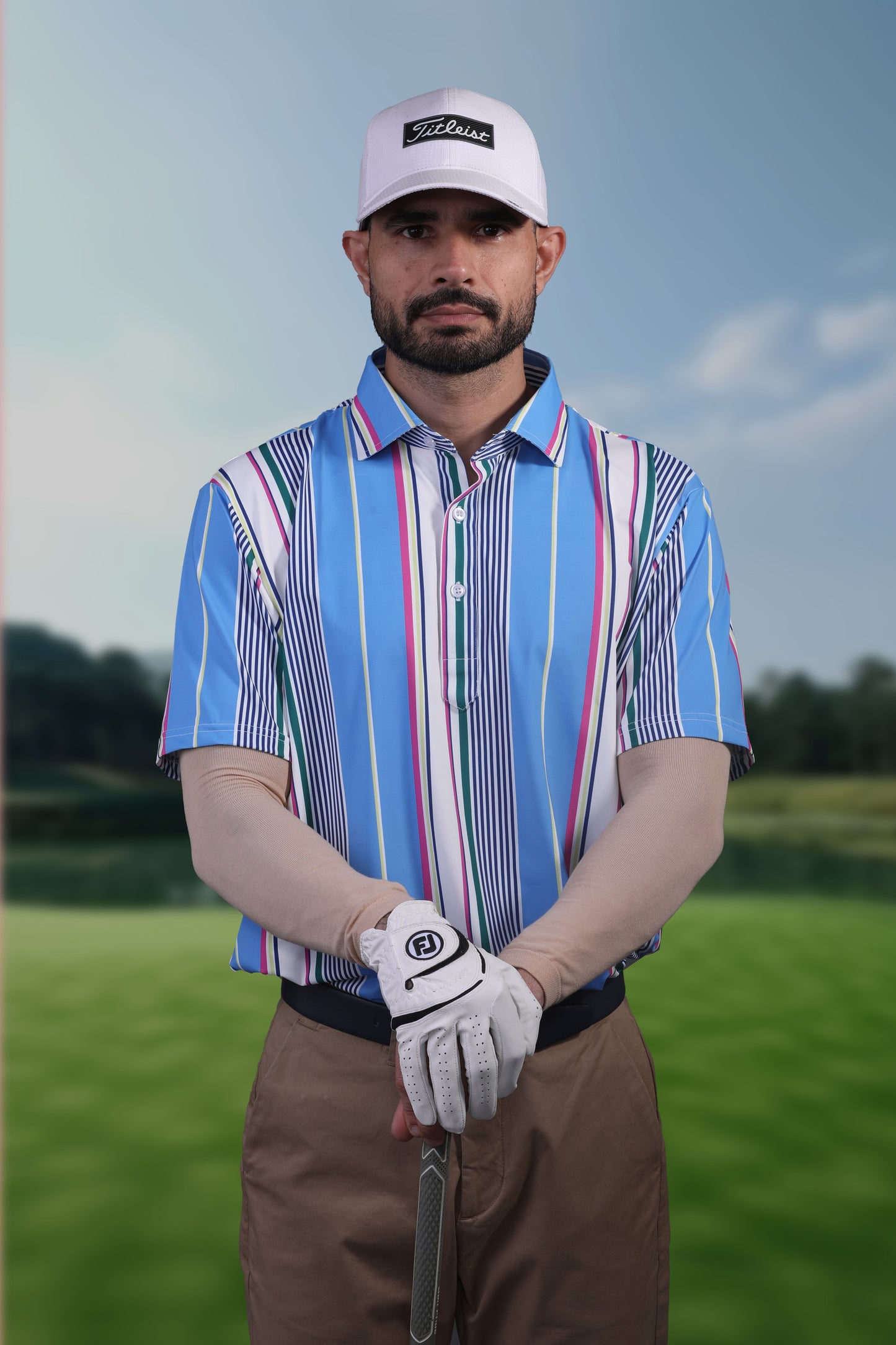 Vertical Luxe Stripes Blue Print Polo