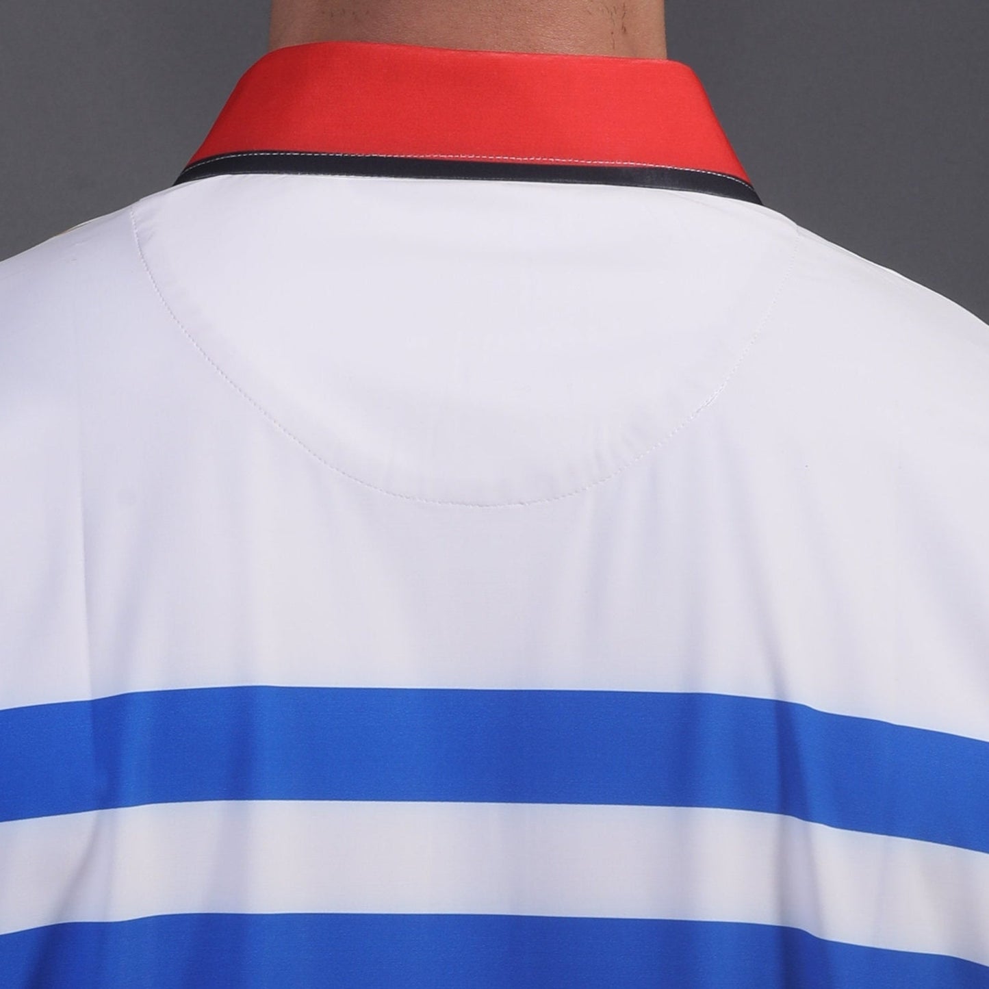 American Red Blue White Flex Stripe Print Polo
