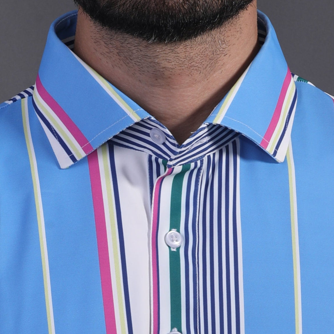 Vertical Luxe Stripes Blue Print Polo