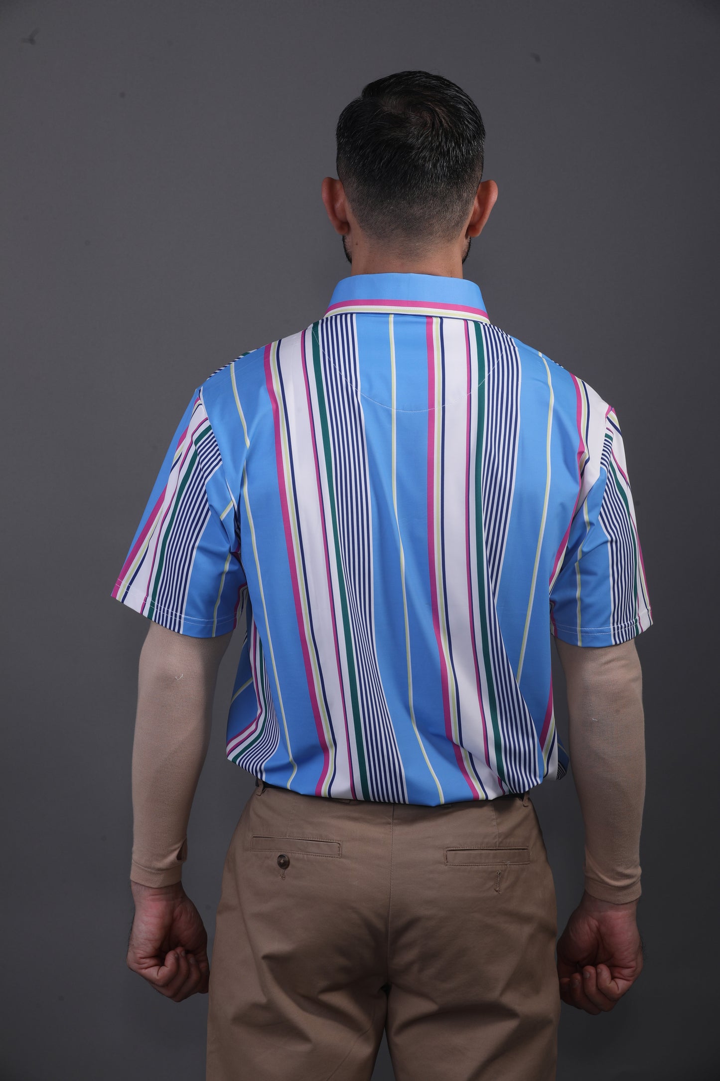 Vertical Luxe Stripes Blue Print Polo