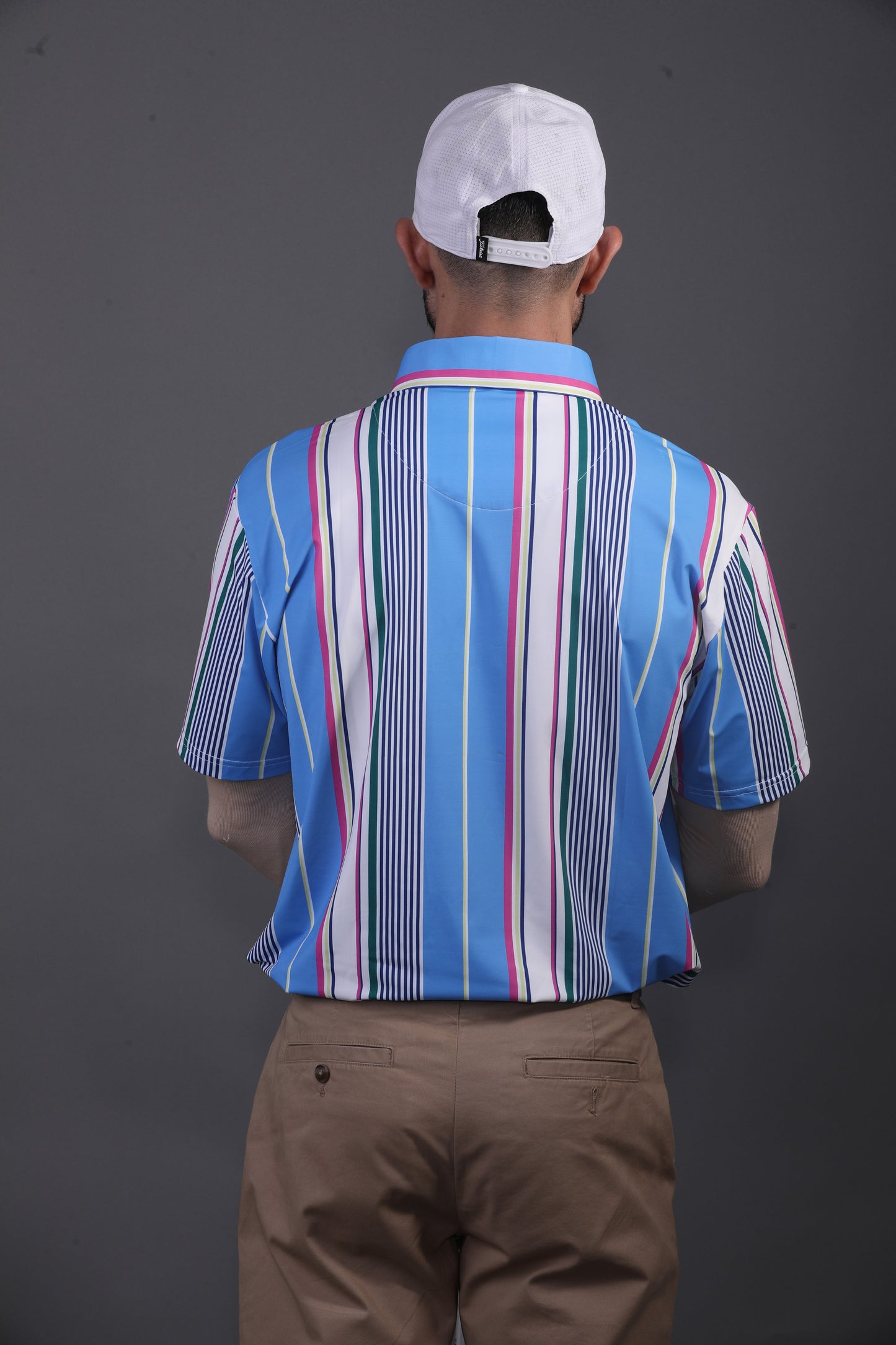 Vertical Luxe Stripes Blue Print Polo