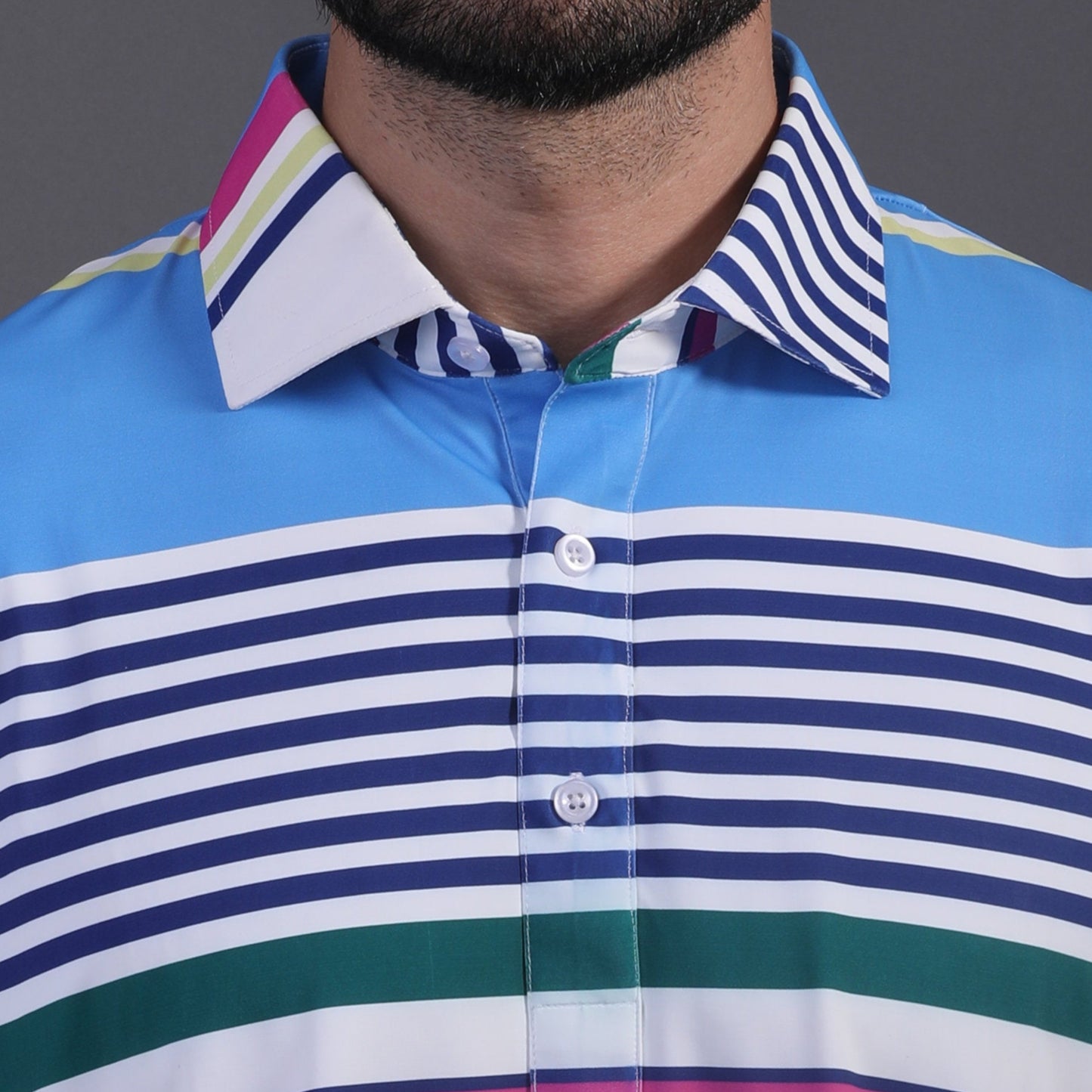 Luxe Stripes Design In Light Blue Polo
