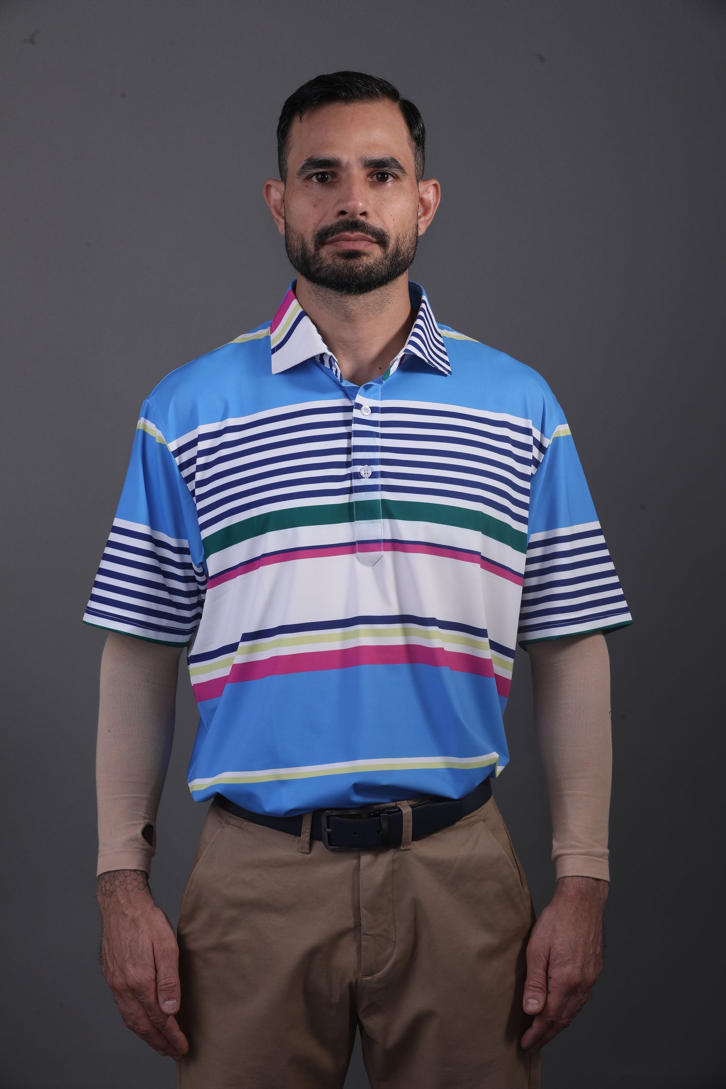 Luxe Stripes Design In Light Blue Polo