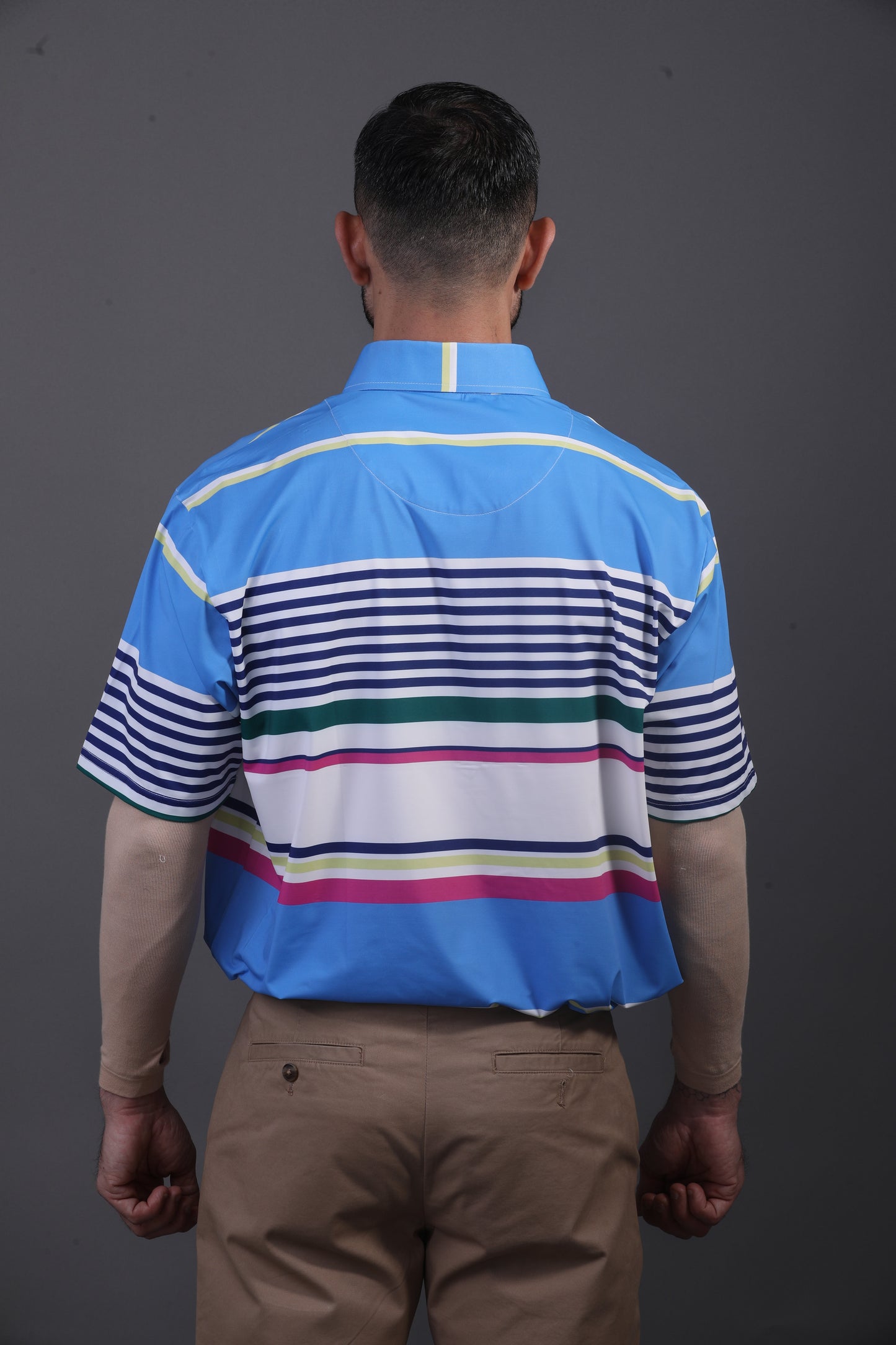 Luxe Stripes Design In Light Blue Polo