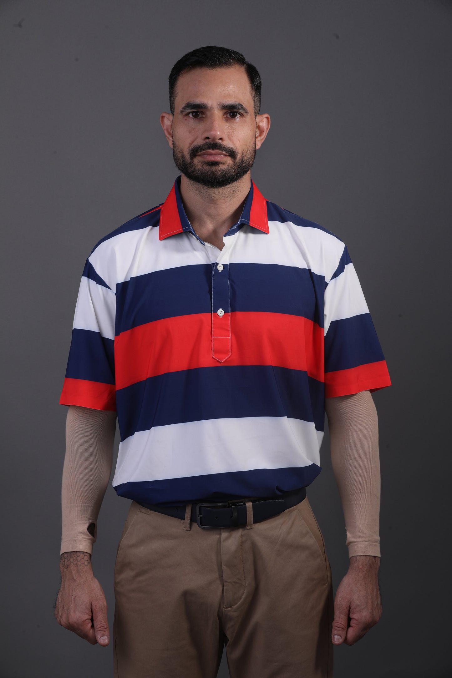American Essential Flex Blue Red White Polo