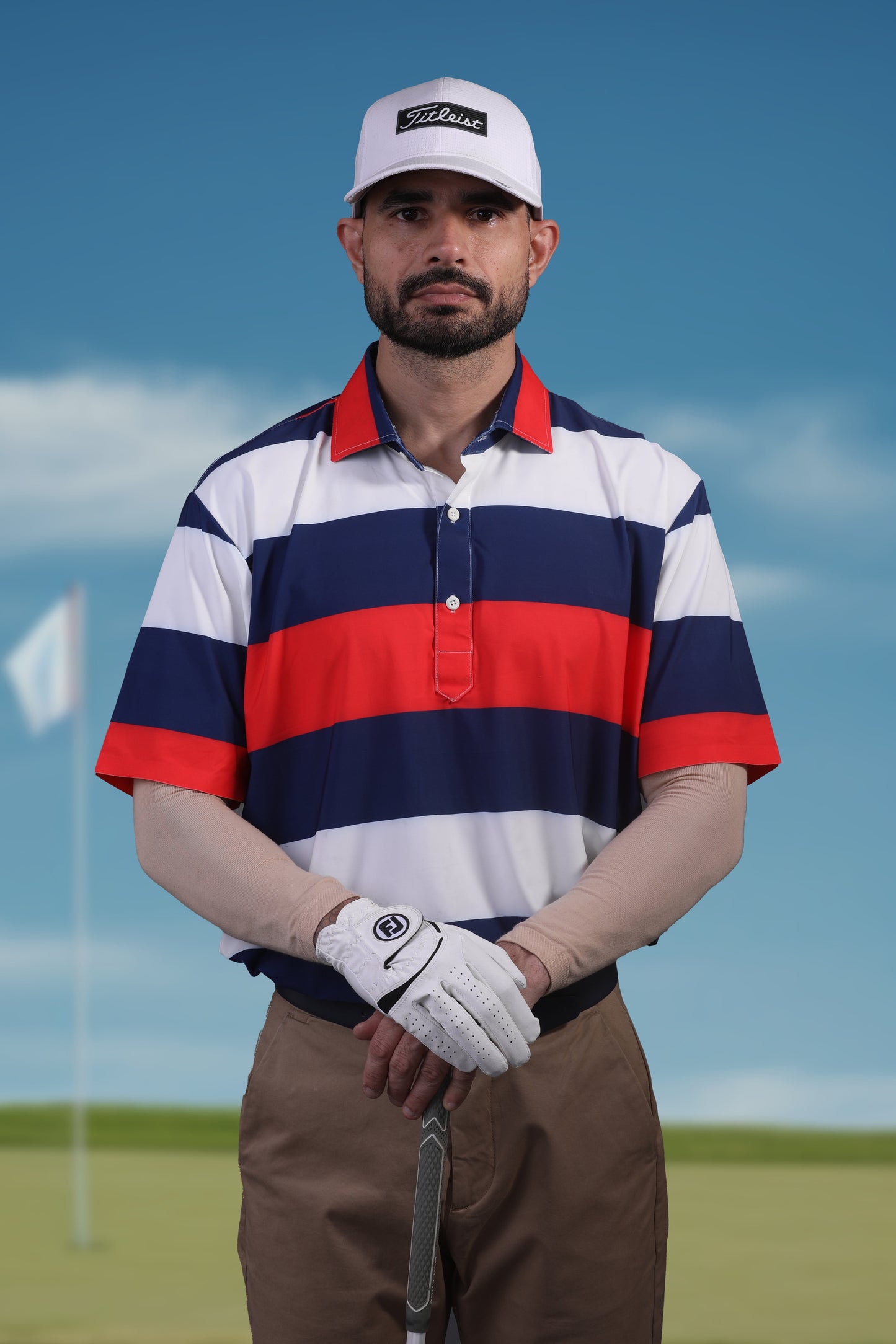 American Essential Flex Blue Red White Polo