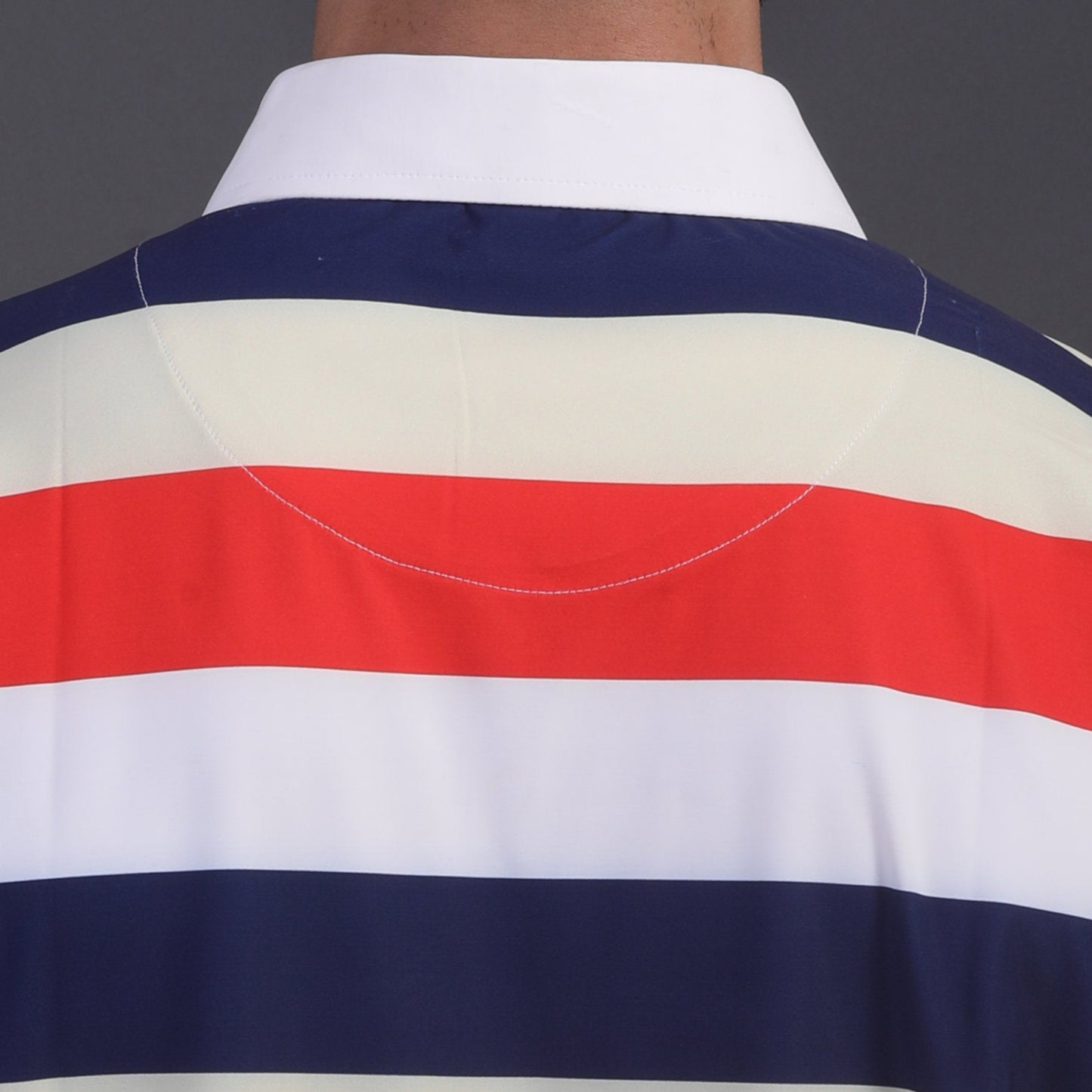 American Essential Stripe Flex Red Blue White Polo