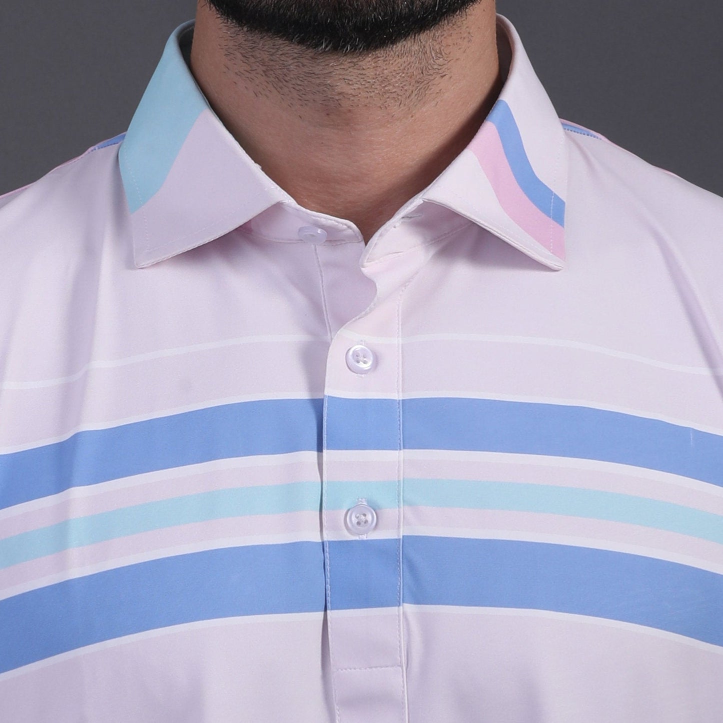 Pure Essential Flex Smooth Light Pink Stripe Polo