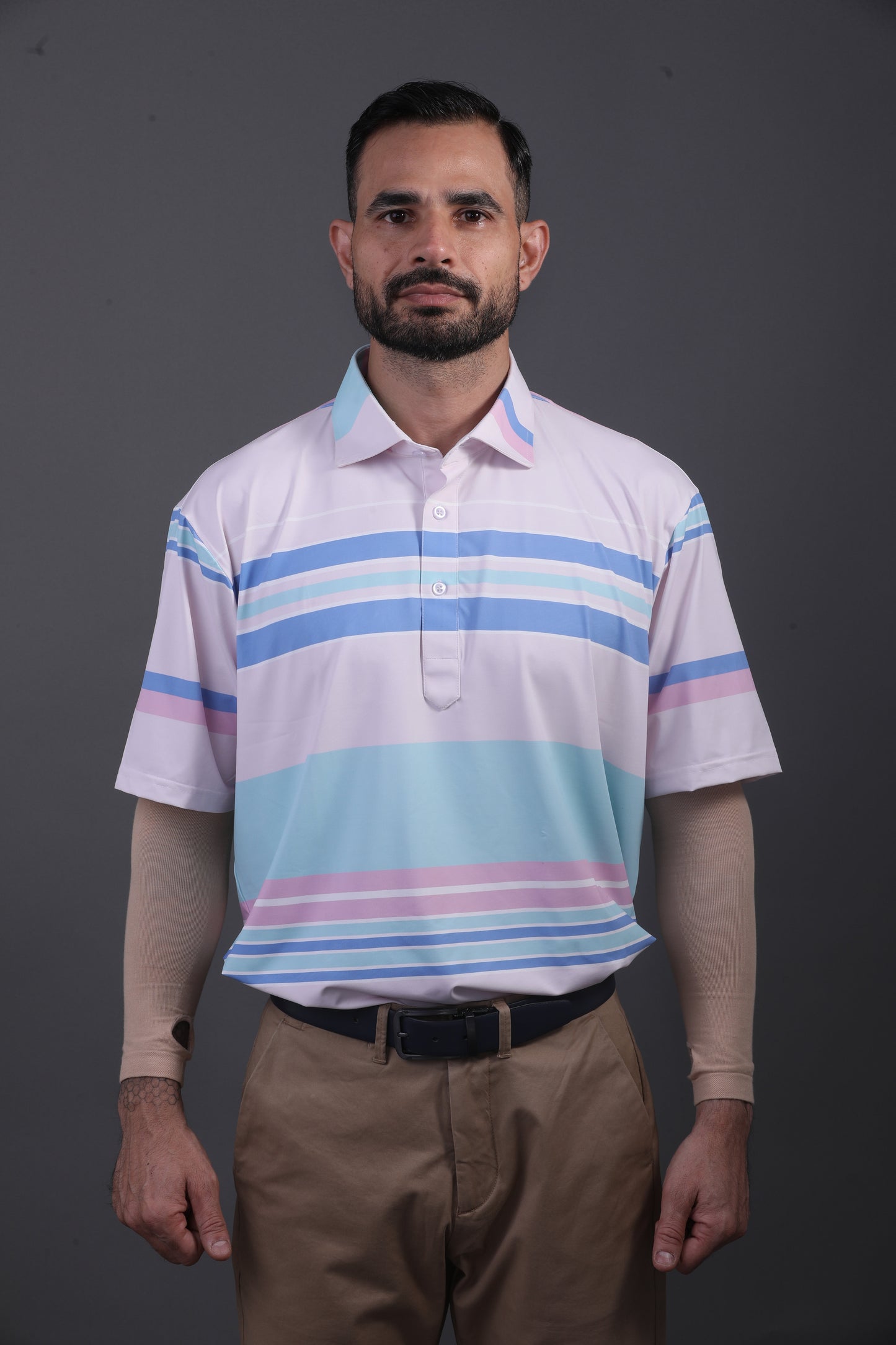 Pure Essential Flex Smooth Light Pink Stripe Polo